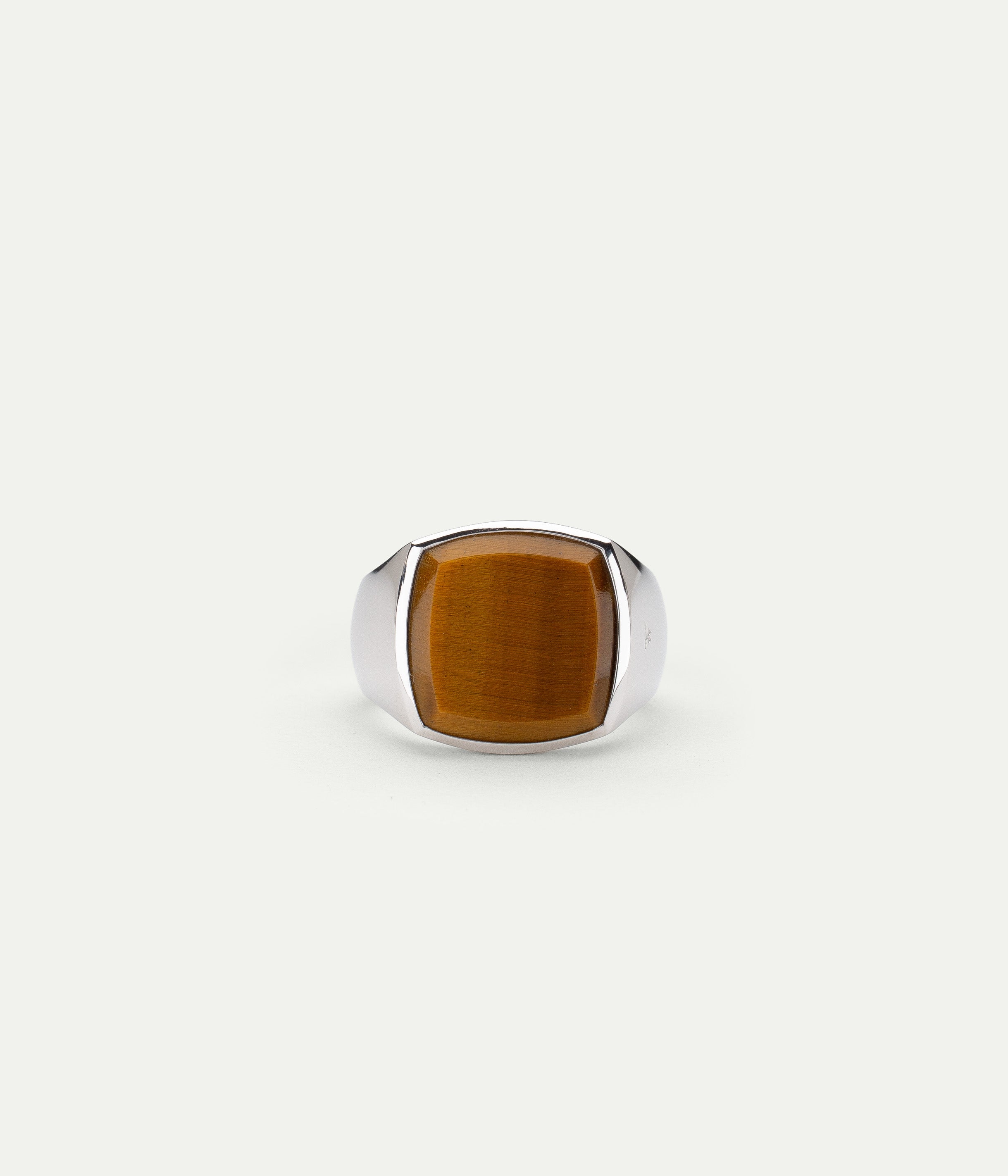Cushion M silver and tiger eye signet ring