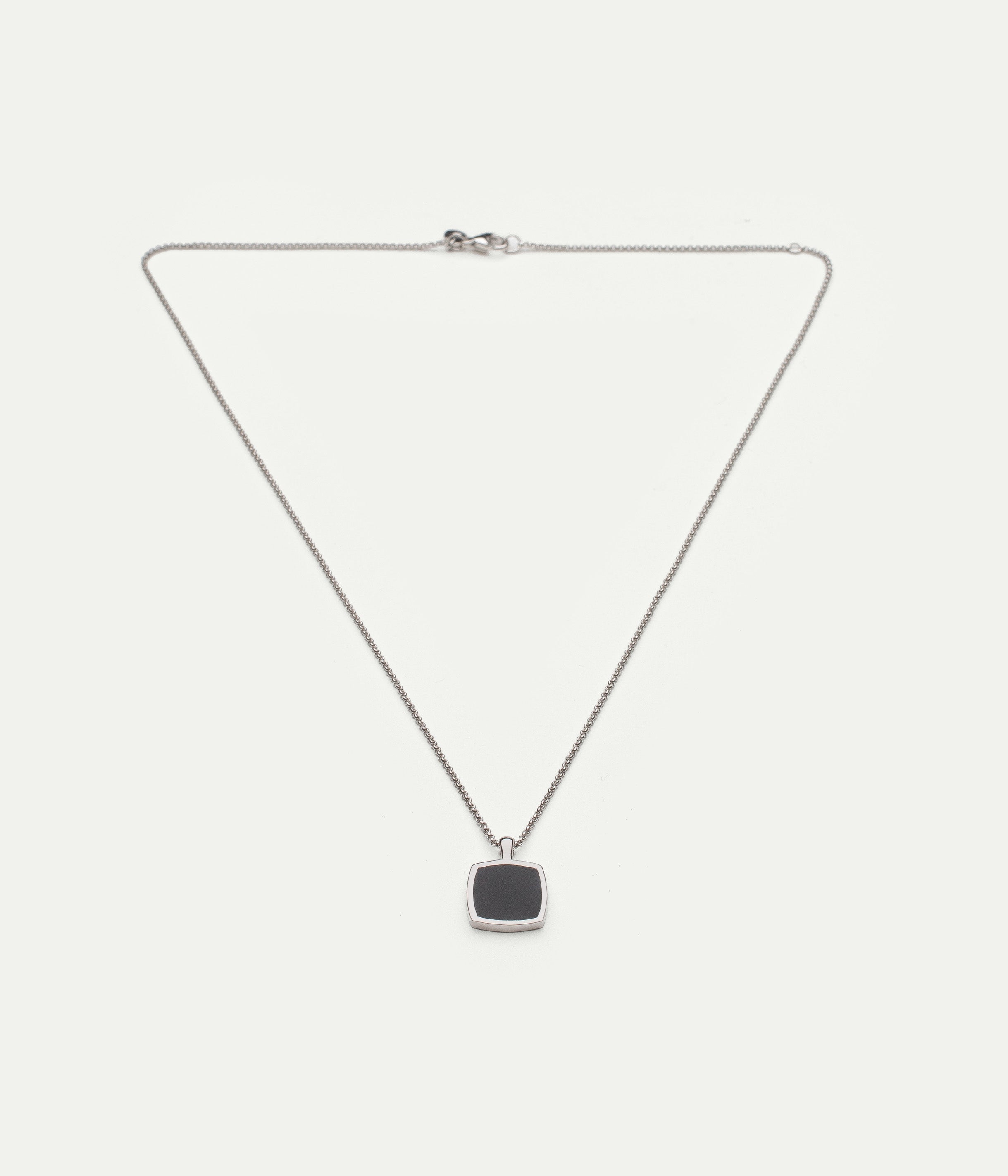 Cushion silver and onyx necklace