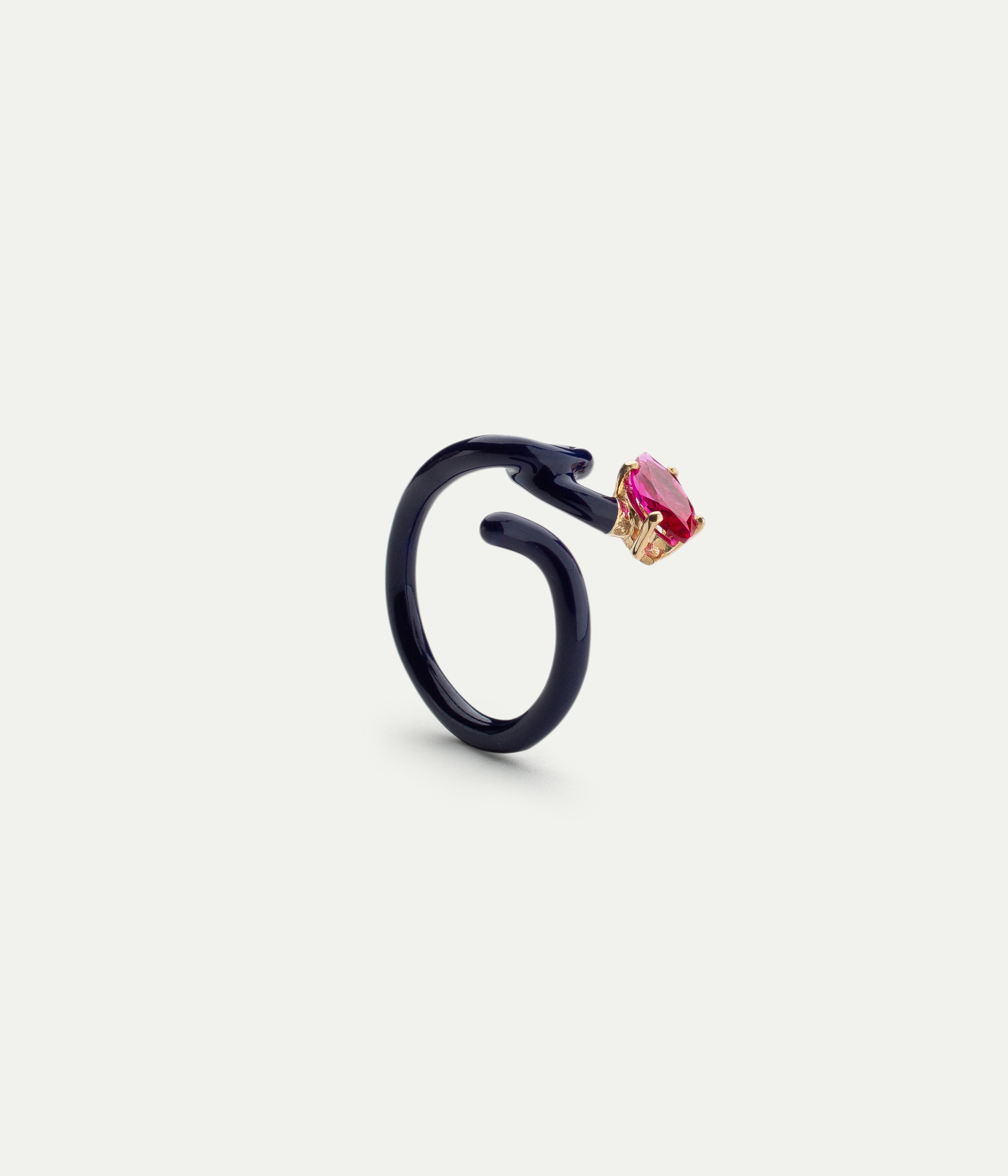 Bague Baby Vine Navy Corindon rose