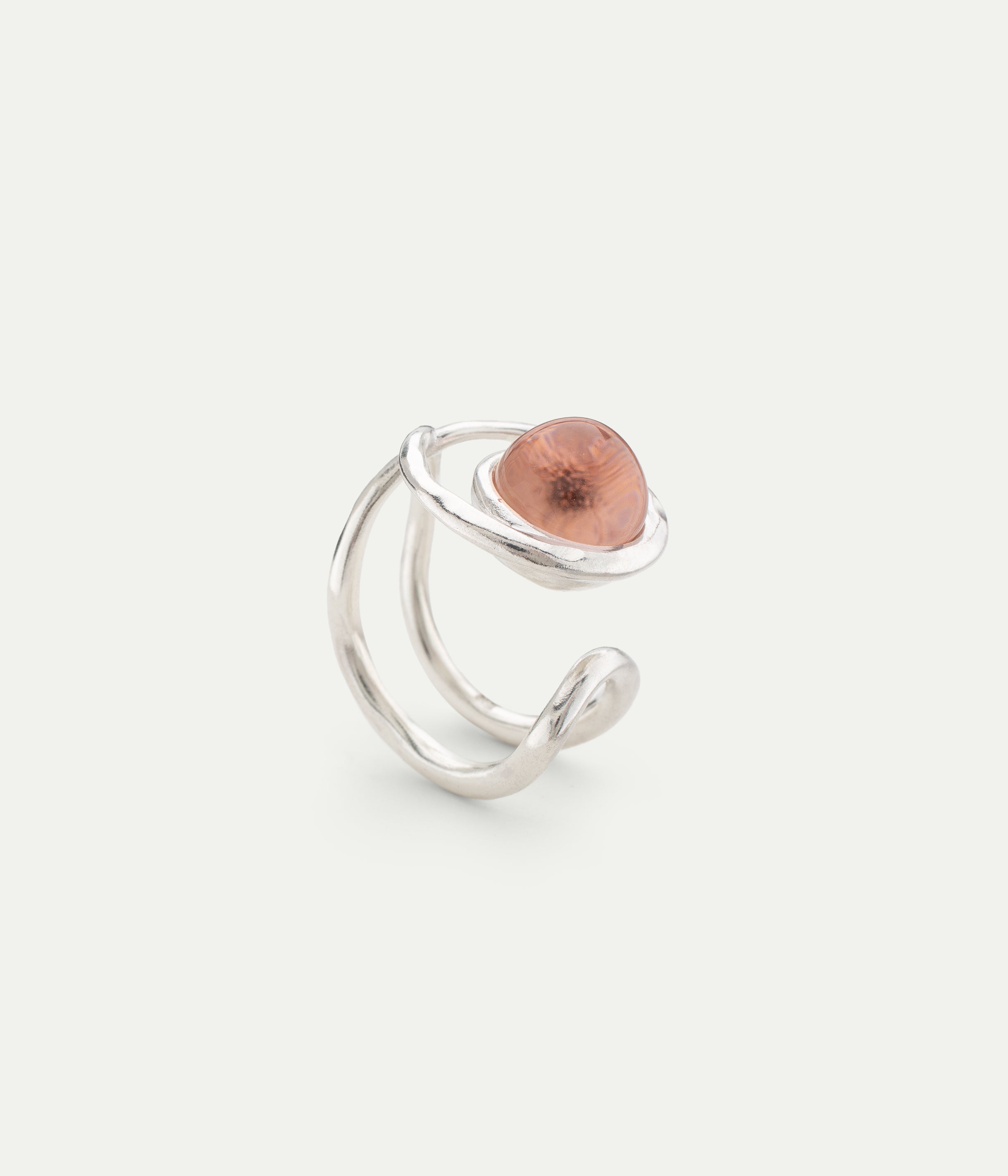 Bague Eclipse en argent et Verre Murano Melon Sorbet