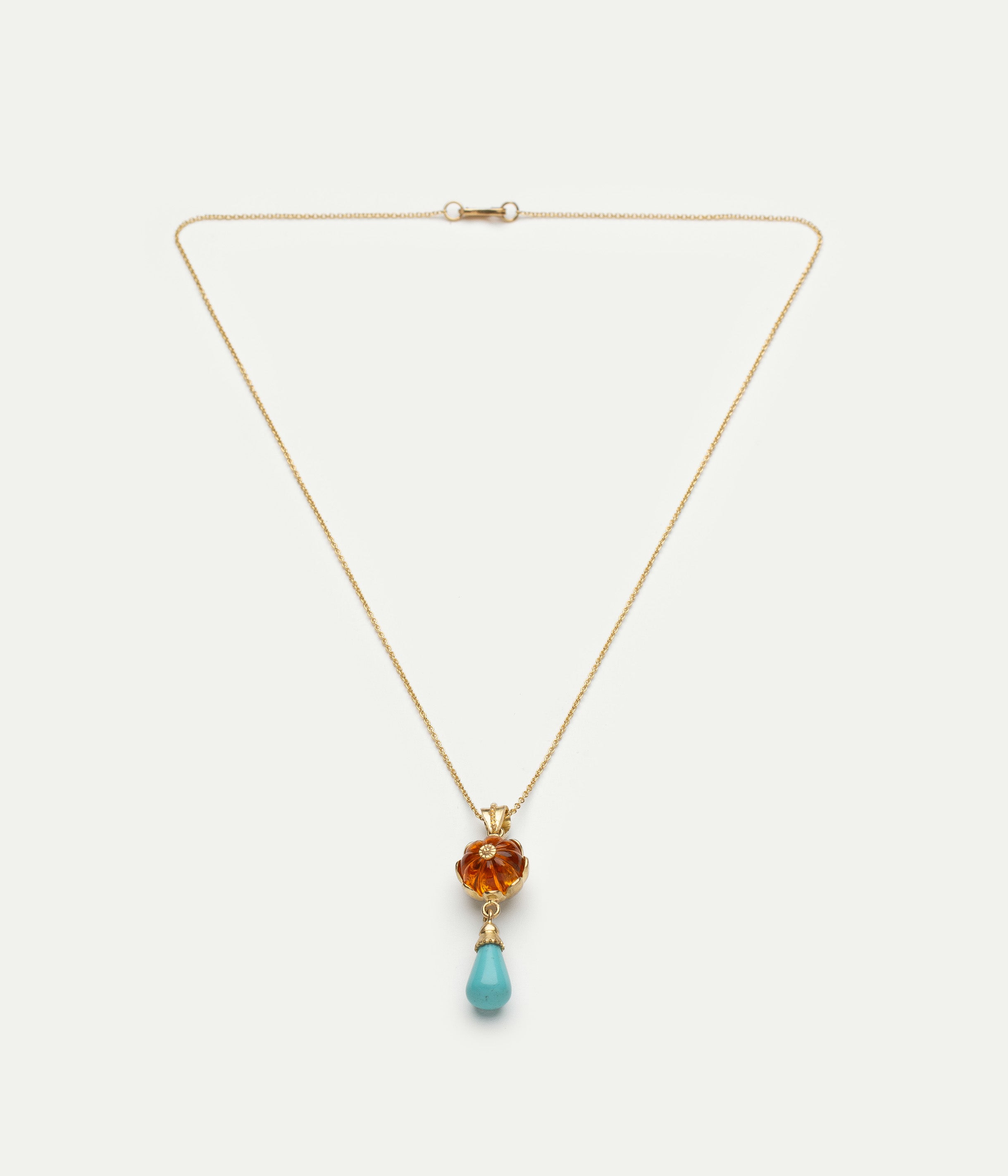 Collier Pumkin citrine et turquoise