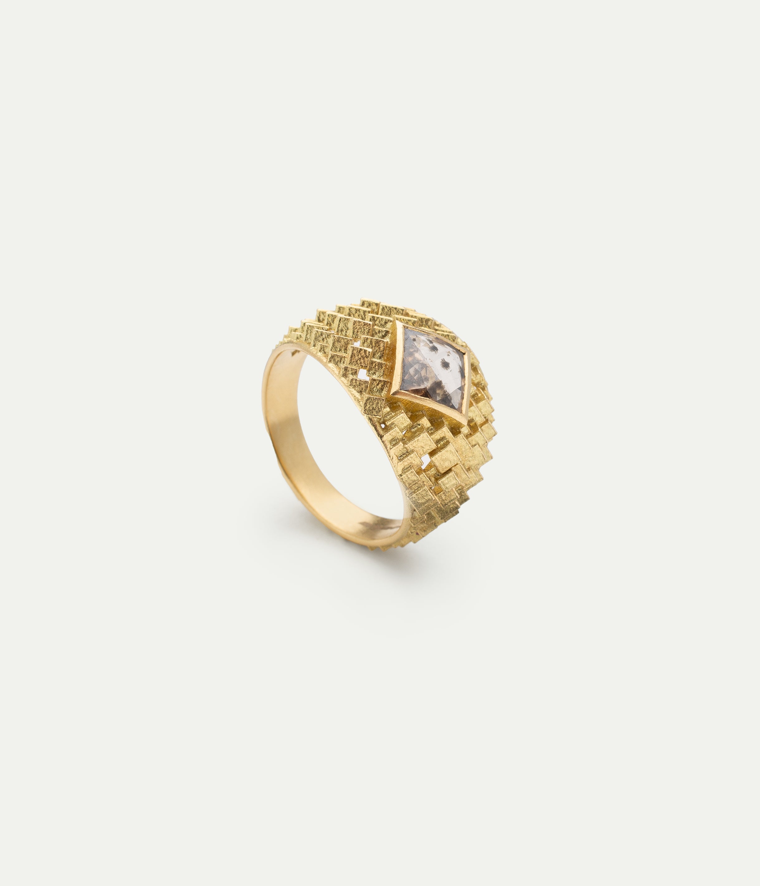 Half and Half Tapered Cube diamond ring