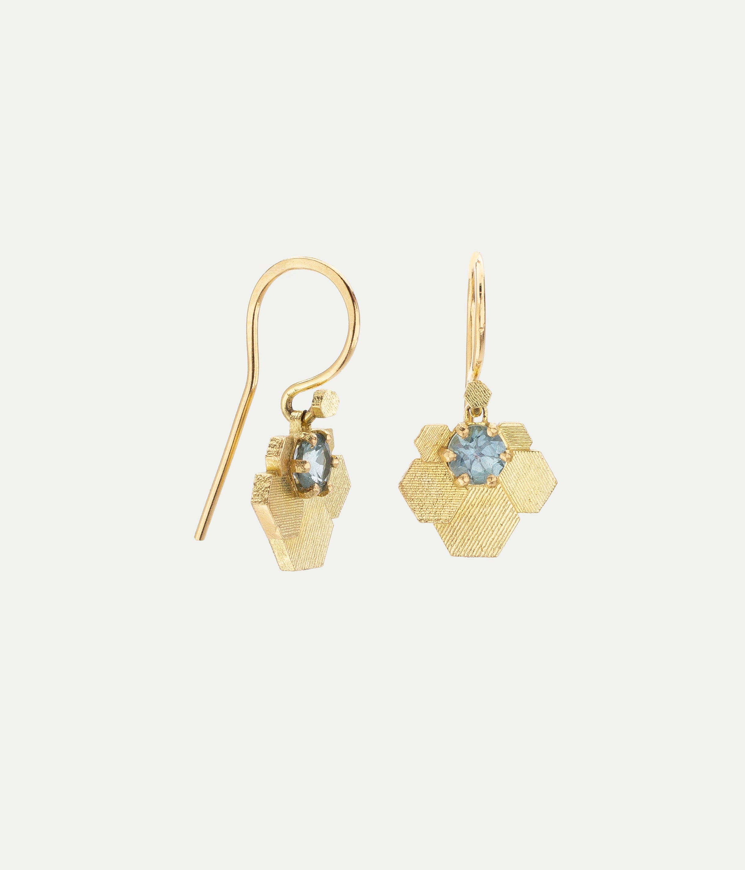 Boucles d'oreilles Fan Hex Drop saphir bleu