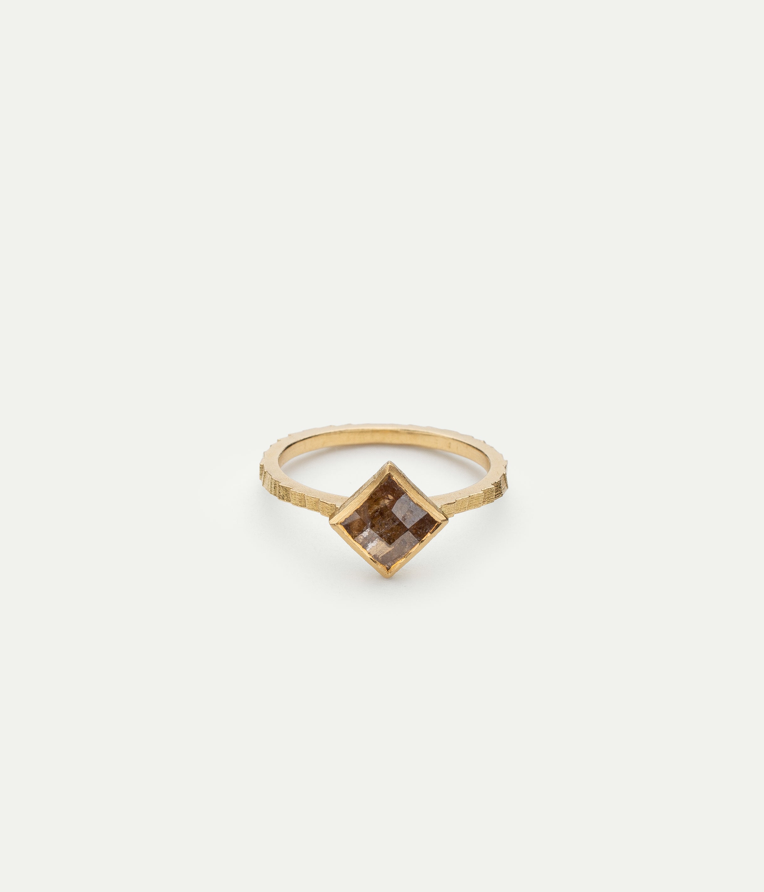 Bague Single Square diamant brun