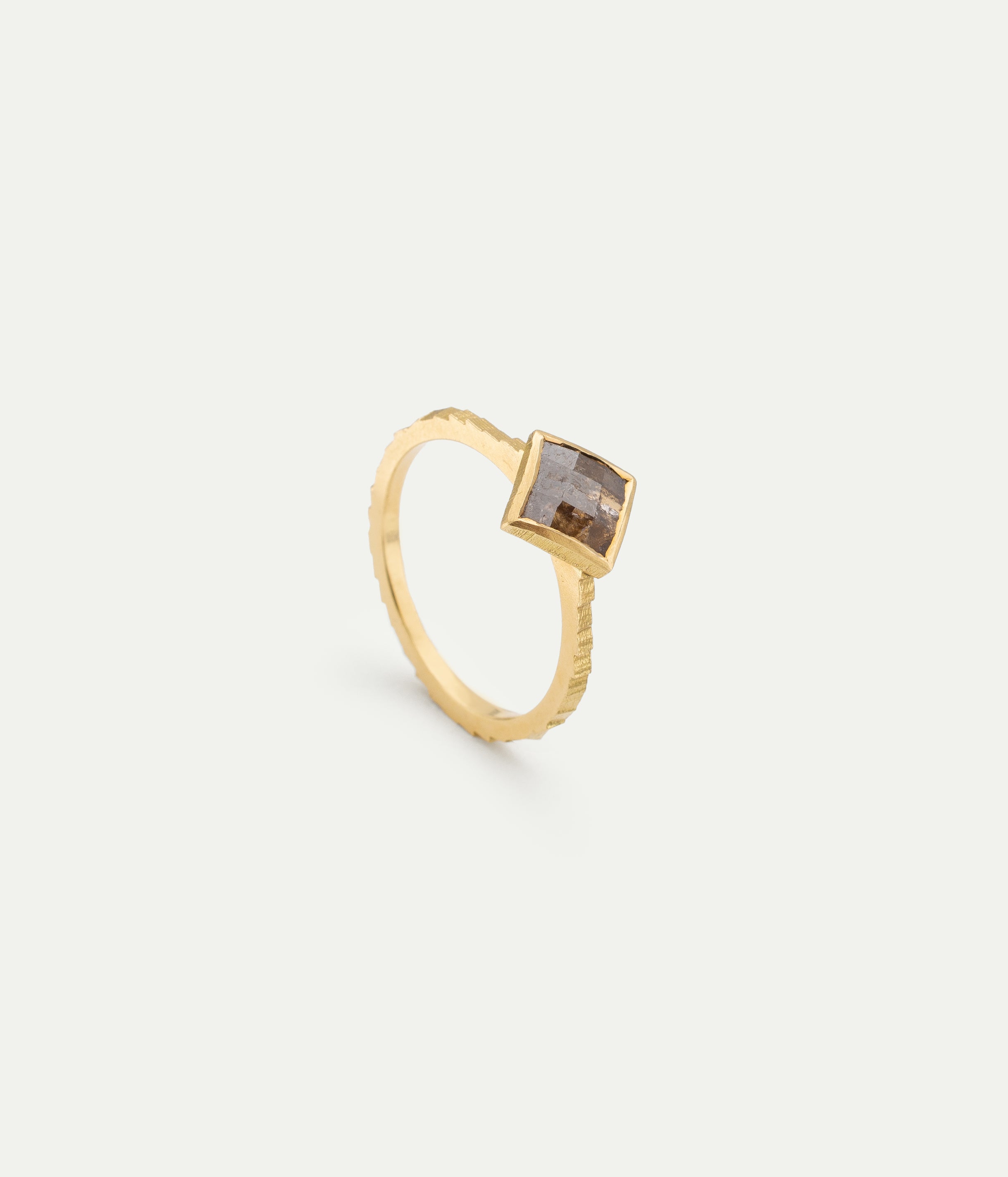 Single Square Brown Diamond Ring