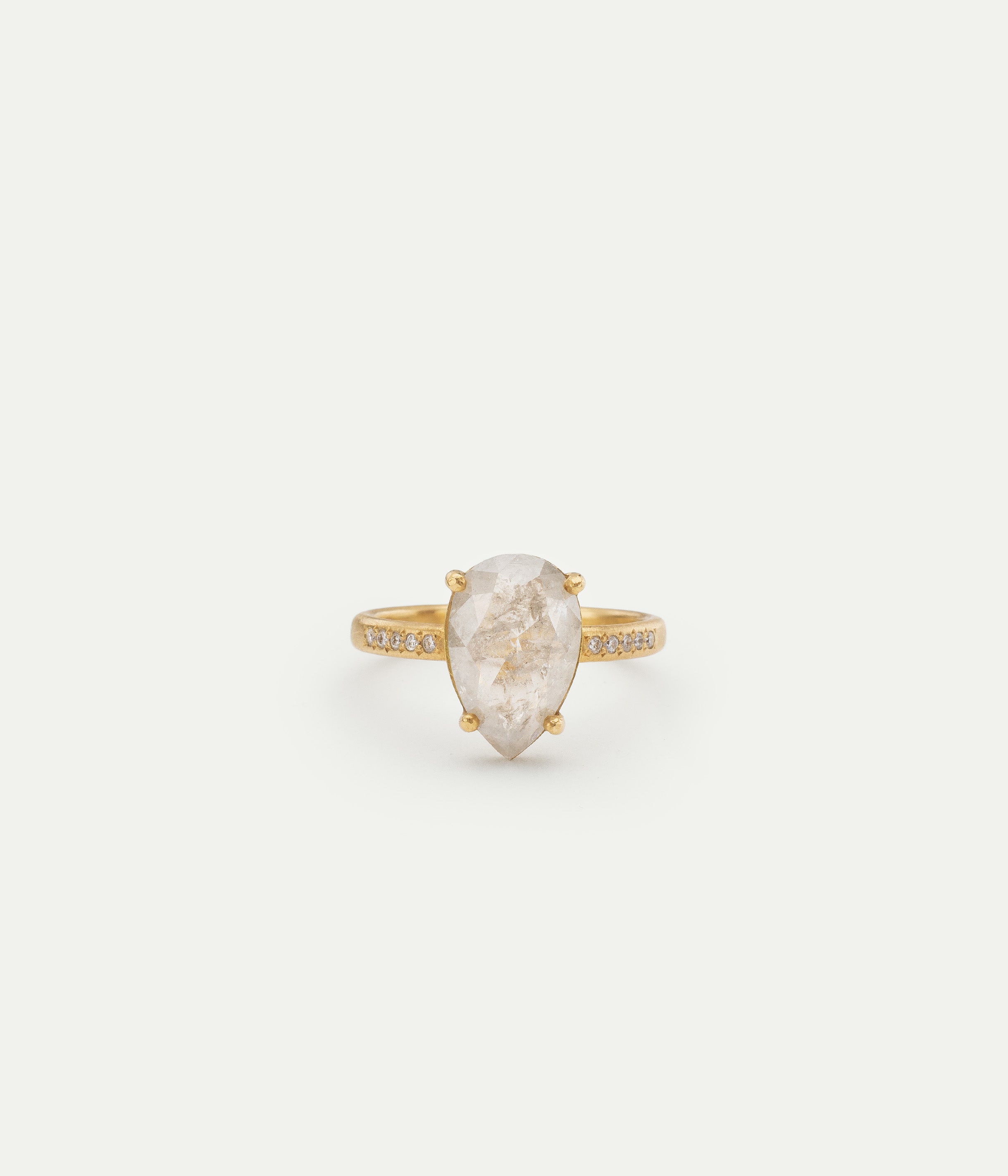 Bague Pear Shape or jaune et diamant