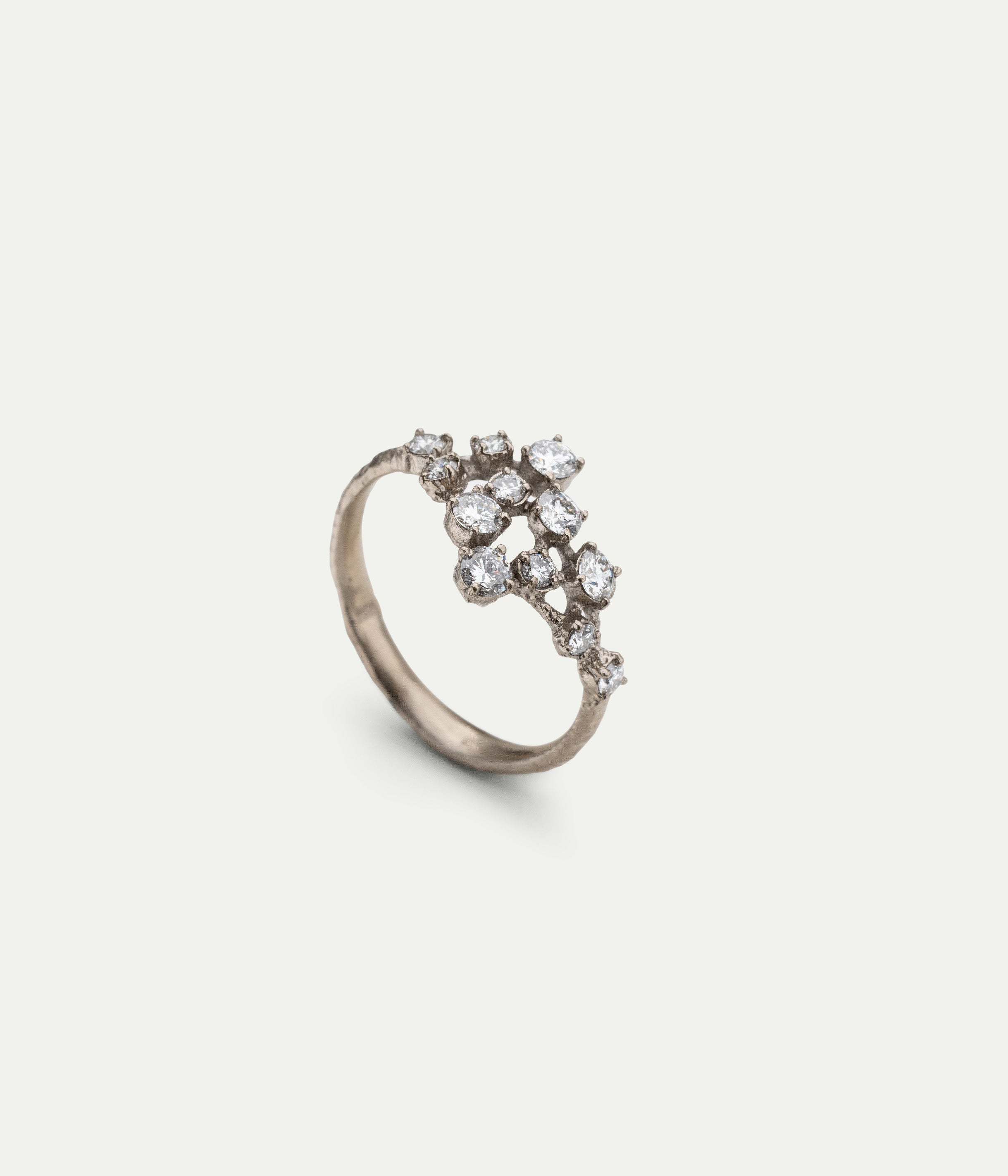 Bague douze diamants XL or gris