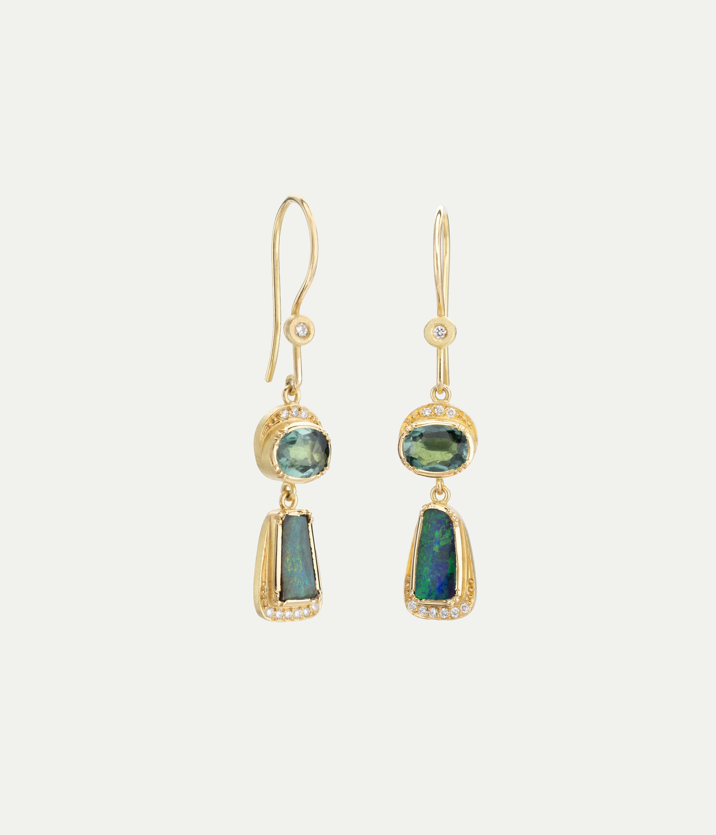 Boucles d'oreilles Ellipse Harmony opale et tourmaline