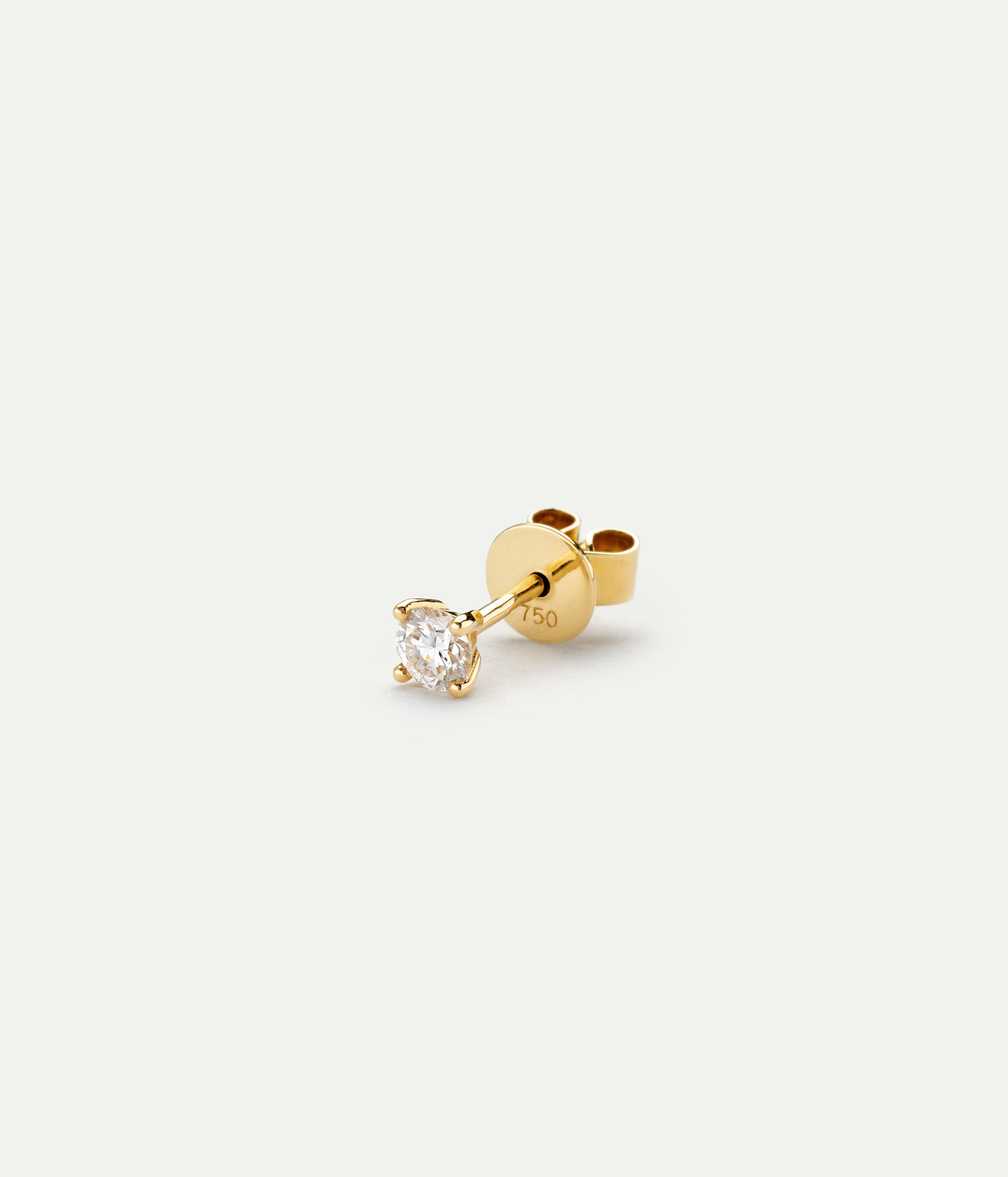 Stud Solitaire or jaune et diamant single