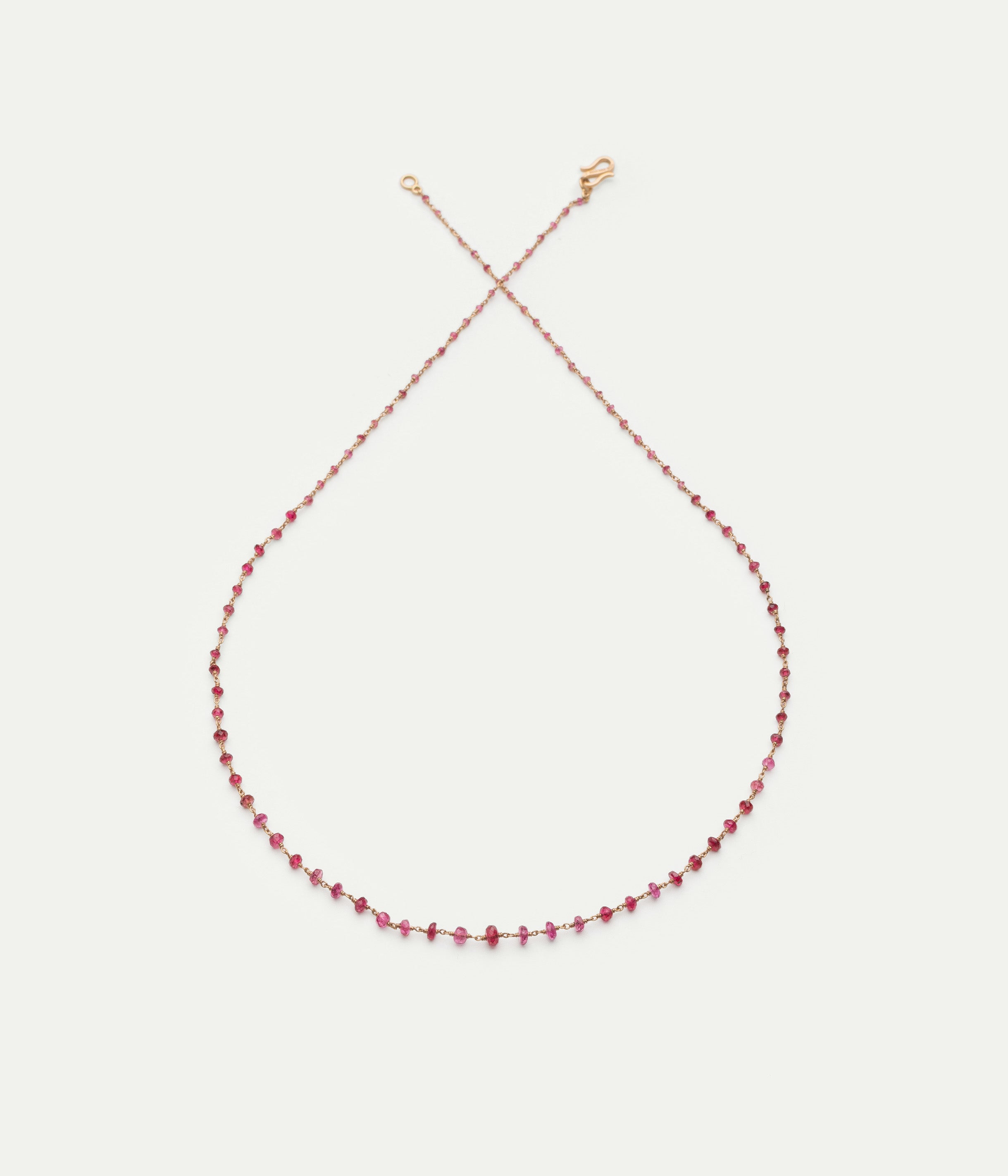 Collier Rosary or rose et spinelle