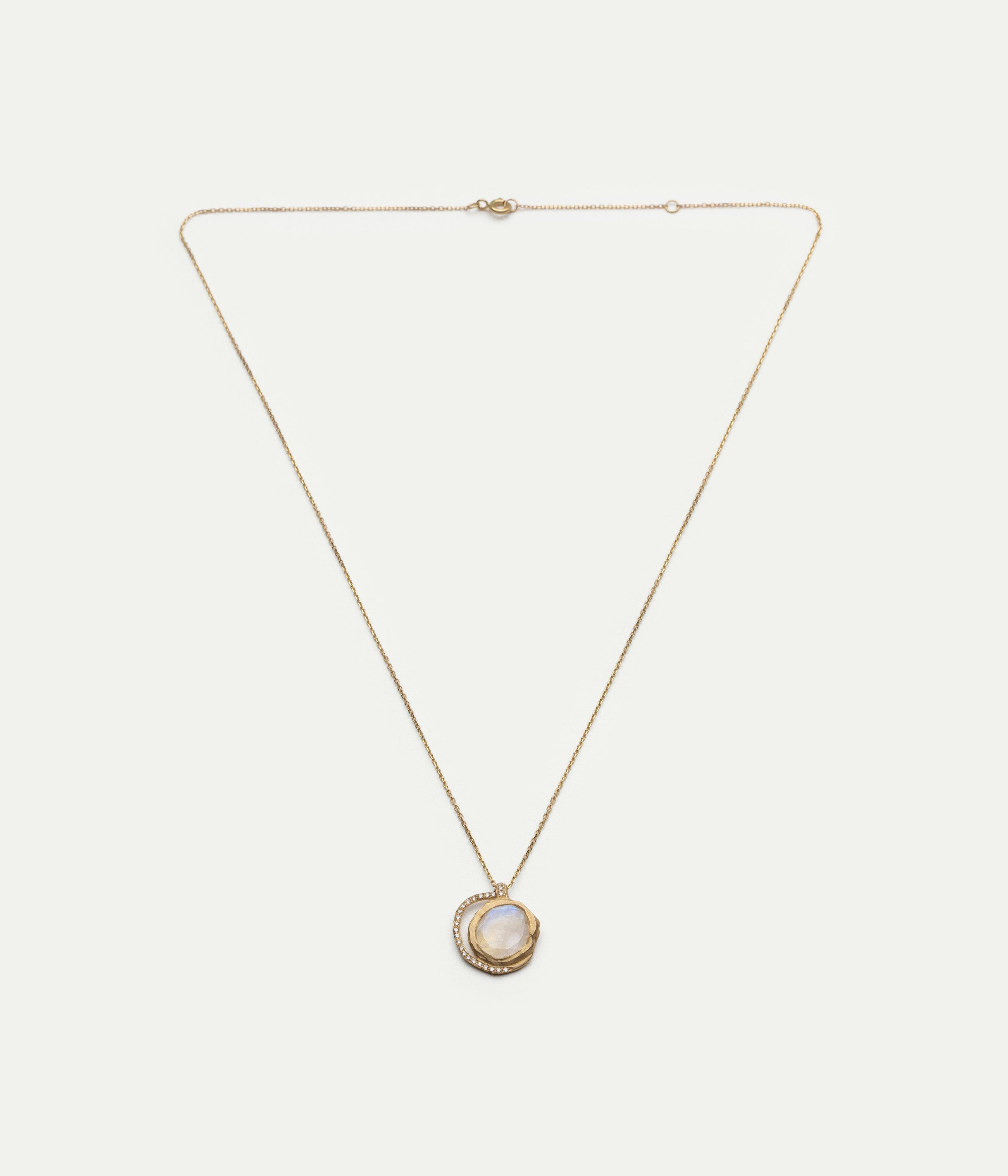 Gaia n°3 moonstone and diamonds necklace