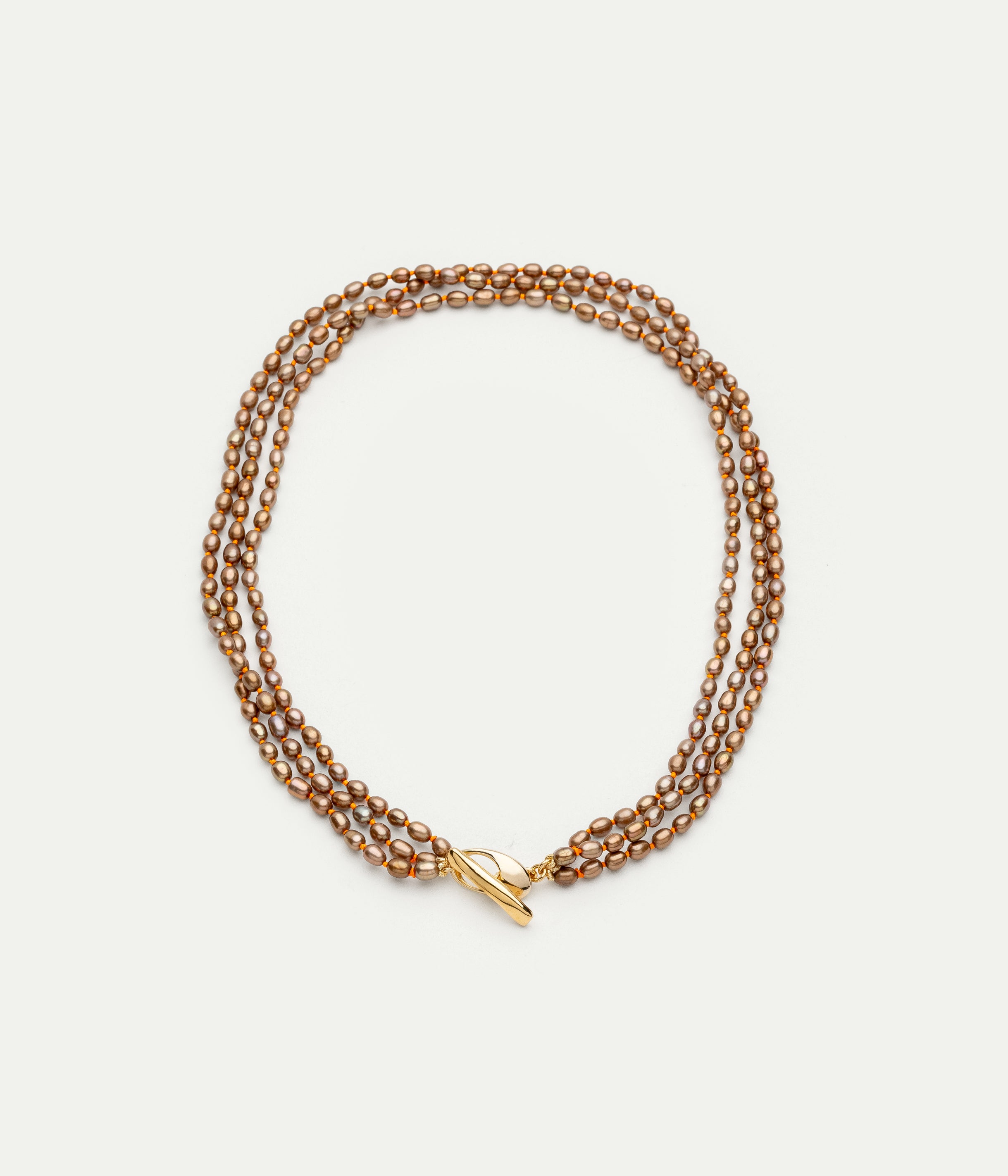 Soga Twist camel and neon orange necklace