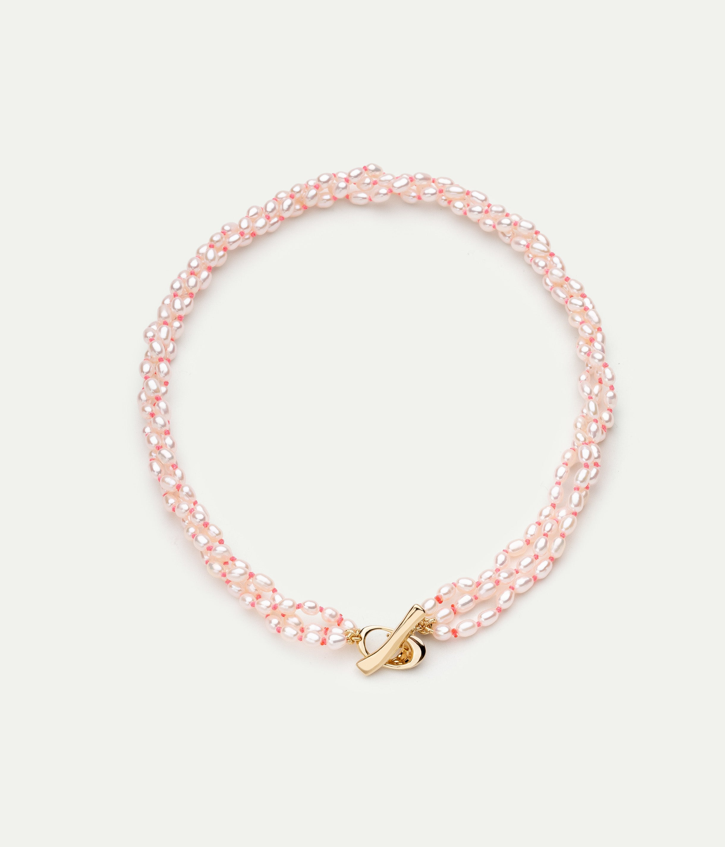Soga Twist pearl and bonbon pink necklace