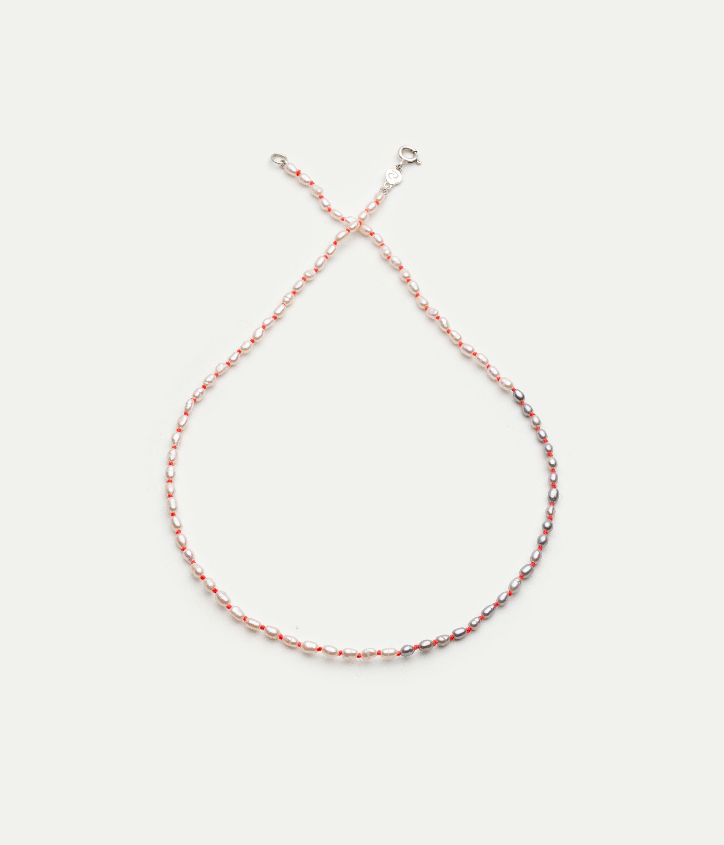 Mini Soga bicolor neon pink and pearls necklace