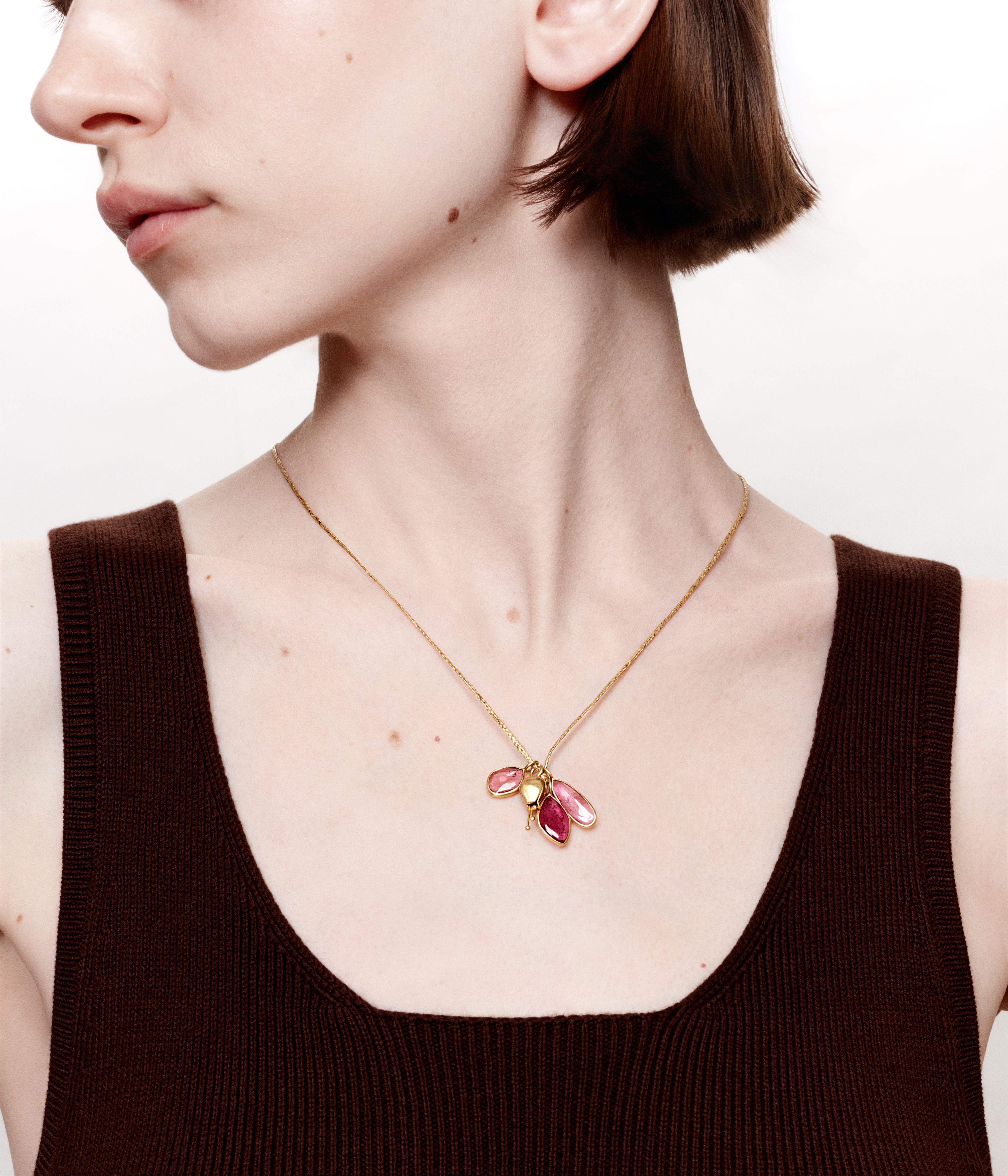 Pink Ibis Cluster Bluebell necklace