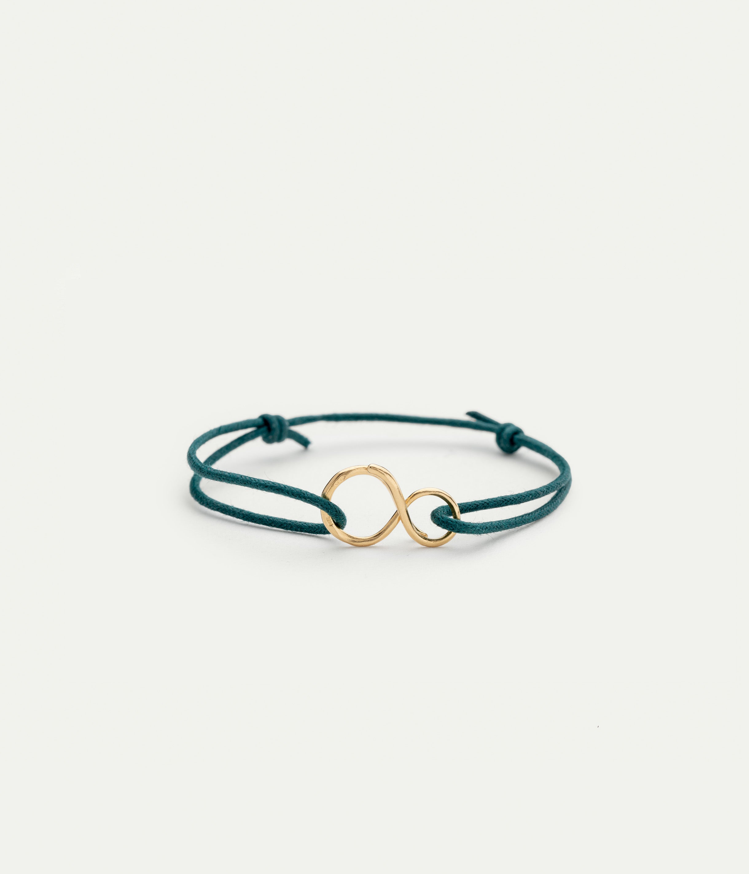 Bracelet Mini Infini Vermeil Cordon Vert Sapin
