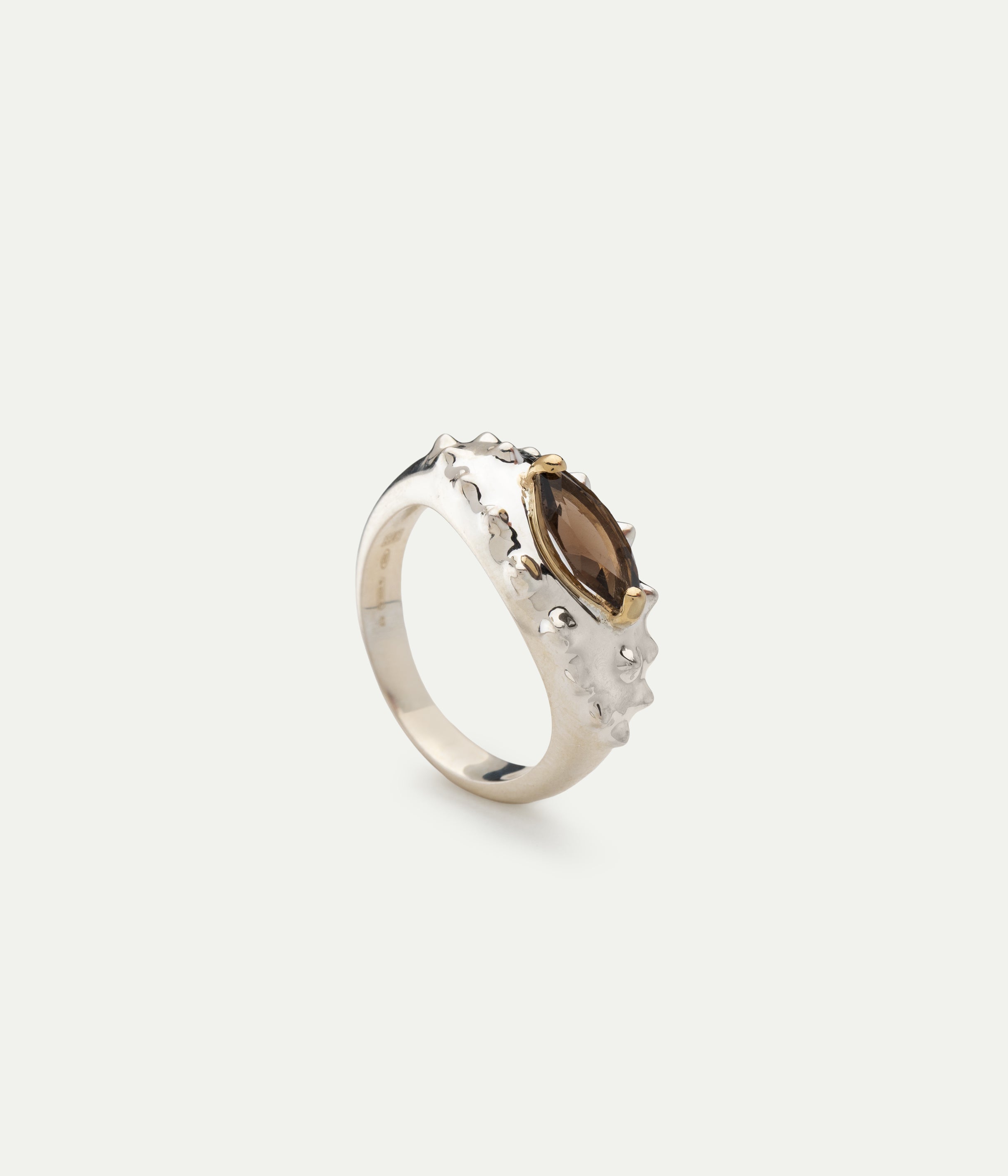 Be Marine silver smoky quartz ring