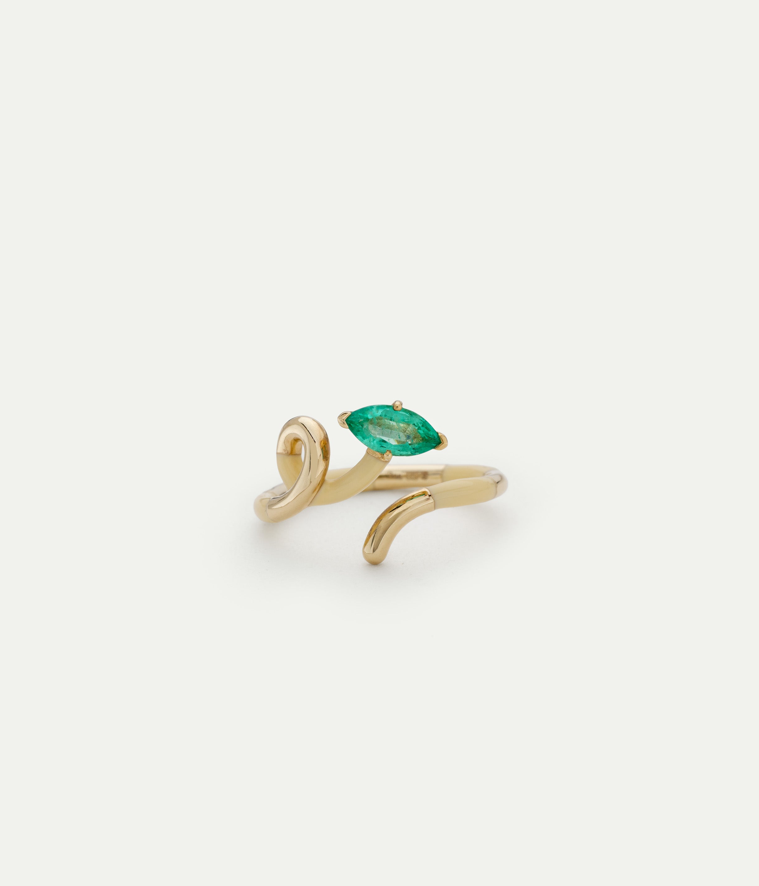 Baby Vine Two Tone emerald ring