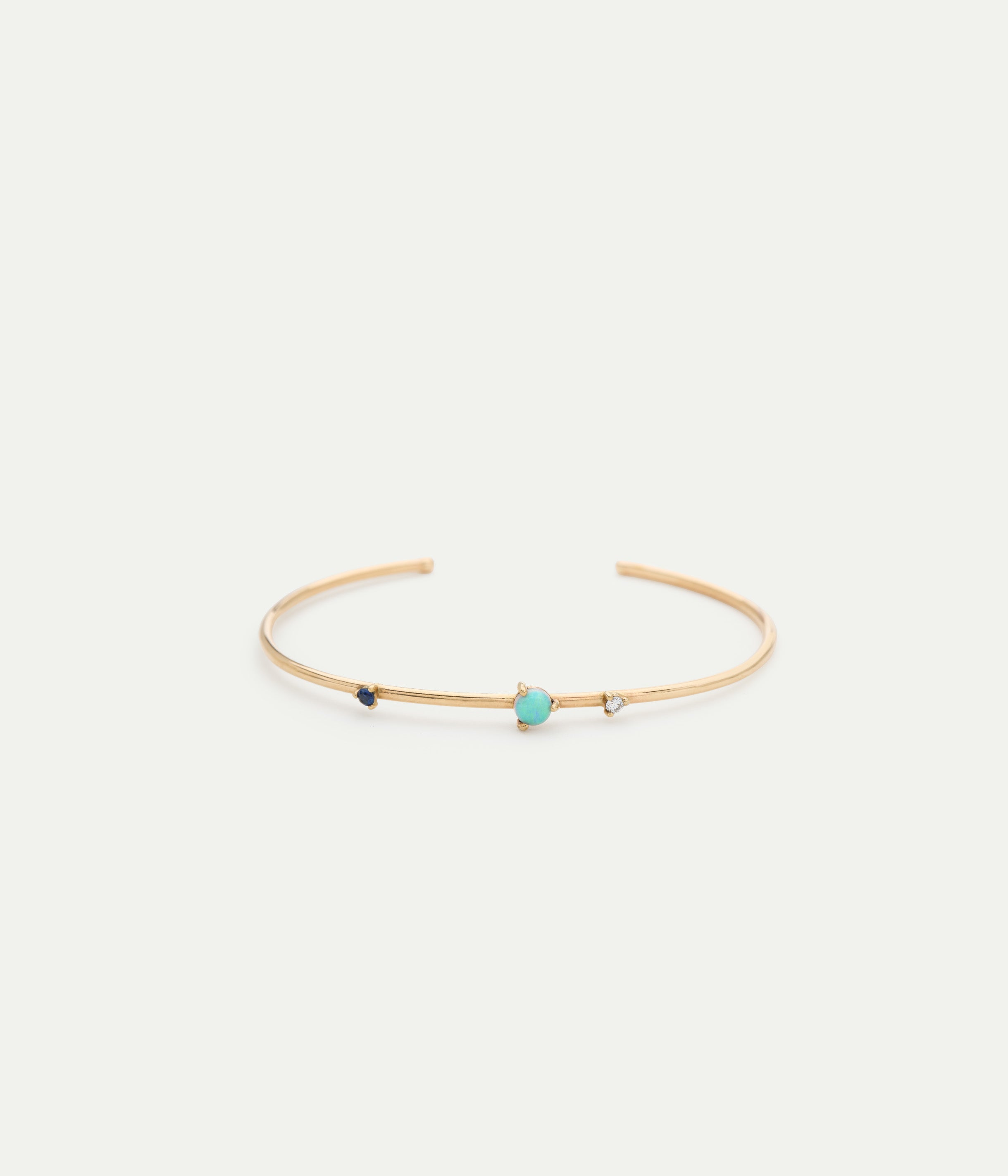 Three Stones opal, diamond and sapphire bracelet