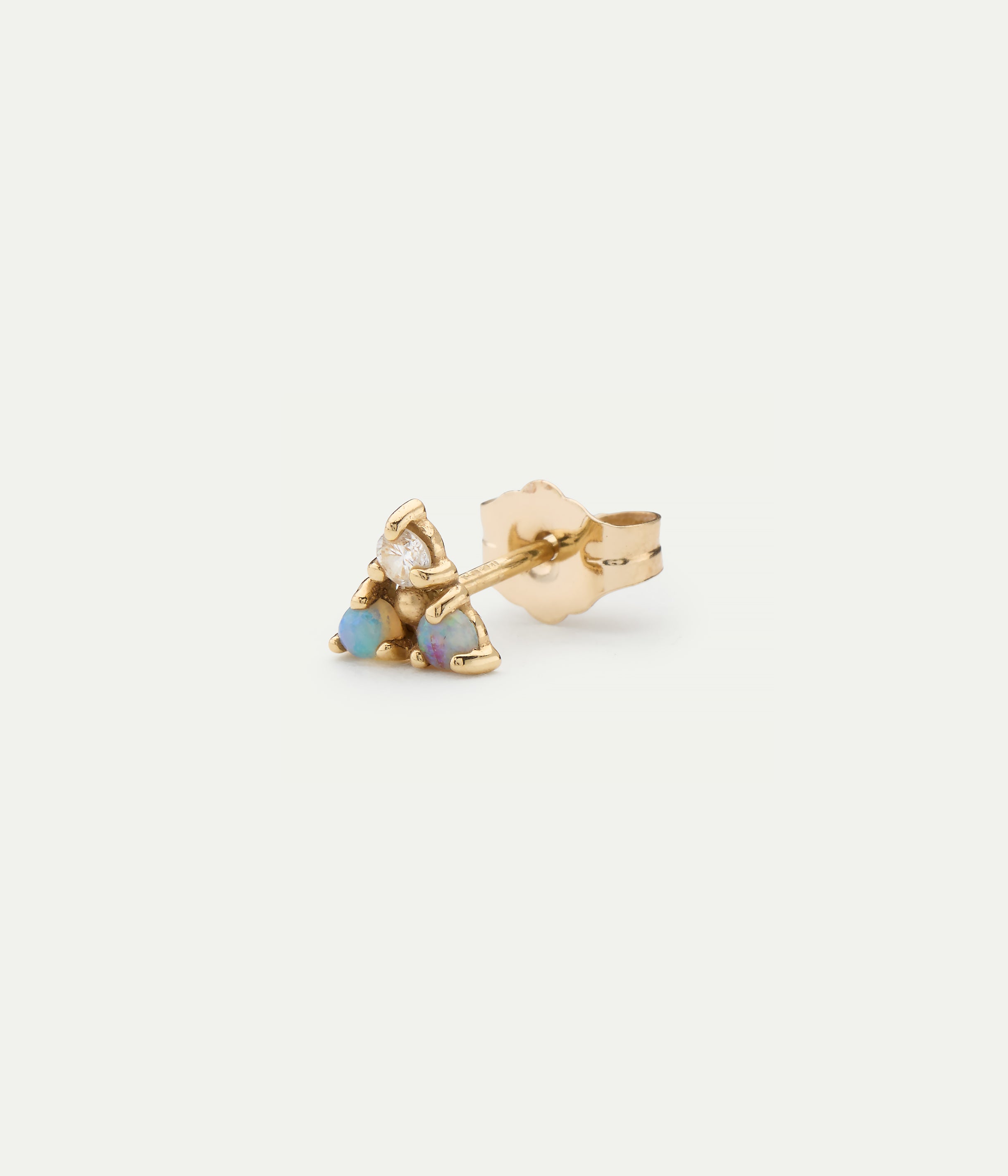 Stud single Trio opale et diamant