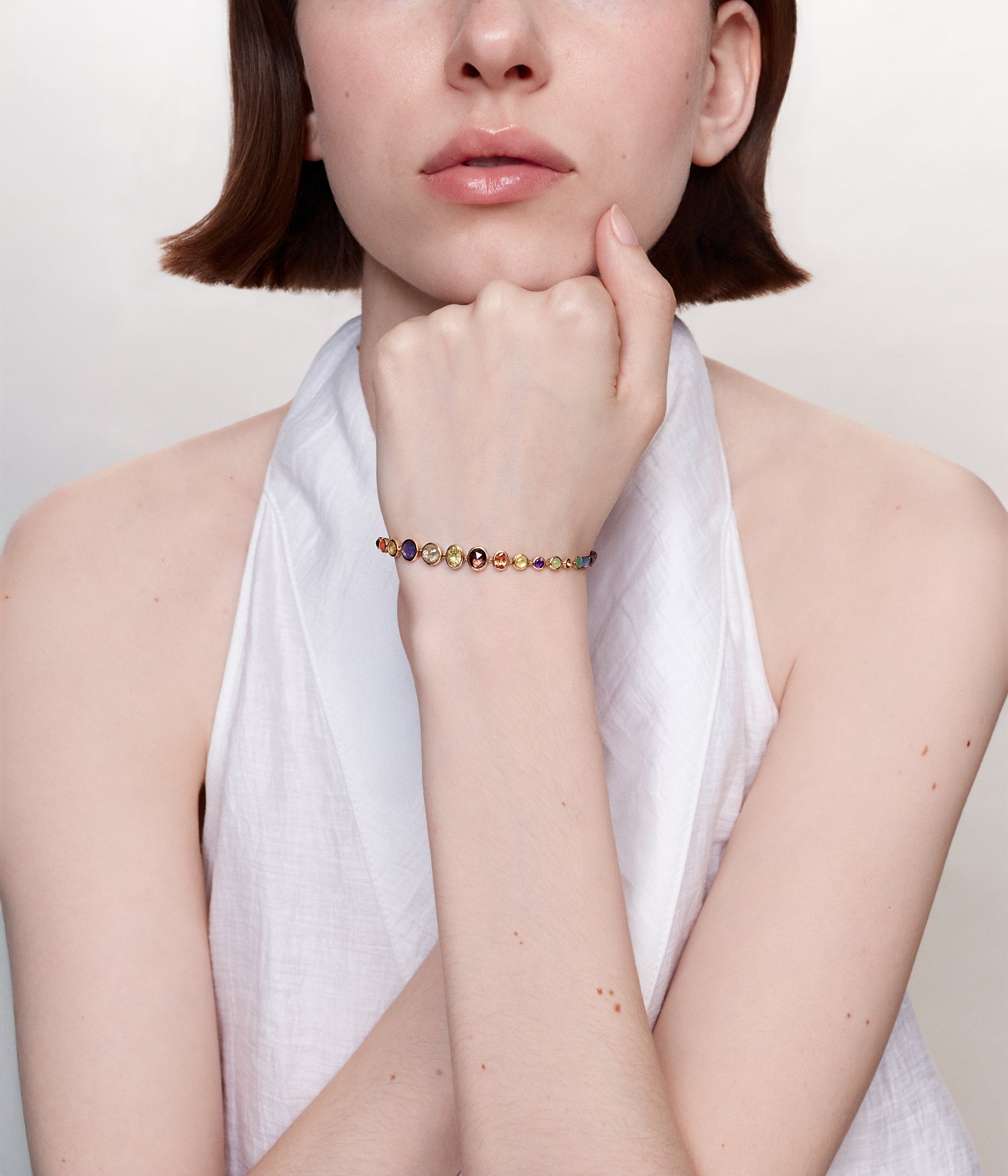 Souriant yellow gold and sapphire bracelet