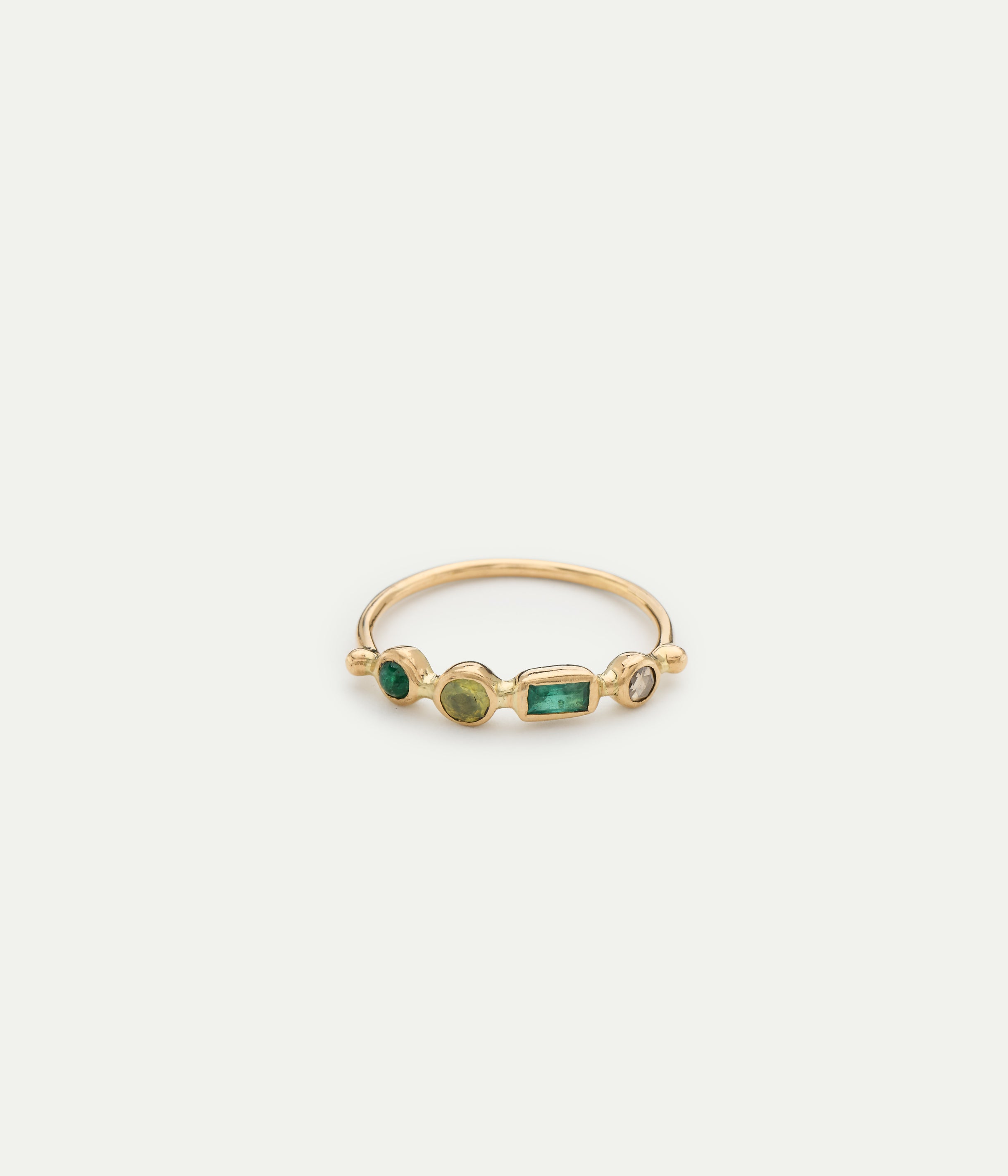Bague Simple chrysobéryl, émeraude et diamant