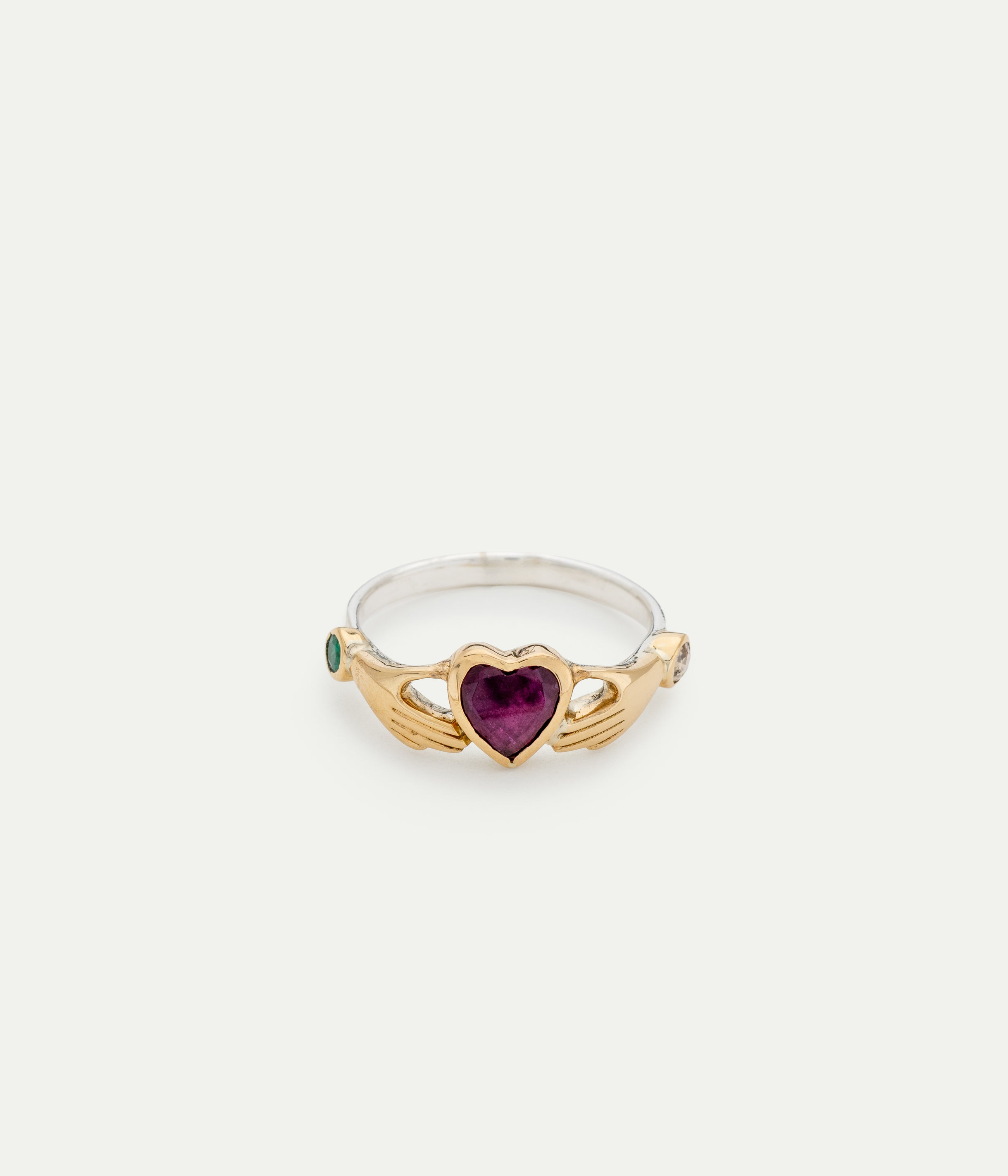 Tourmaline, emerald and diamond promise ring