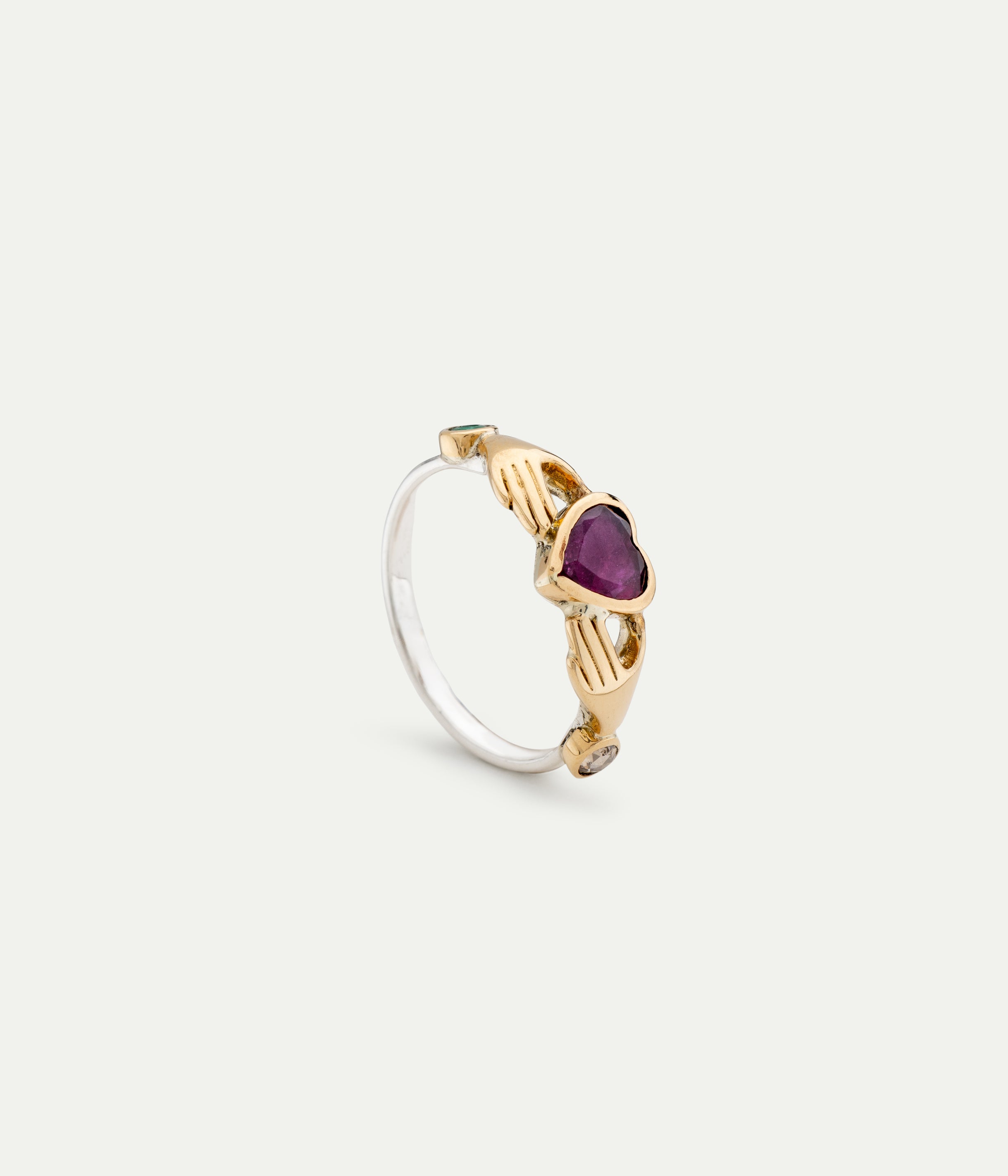 Tourmaline, emerald and diamond promise ring
