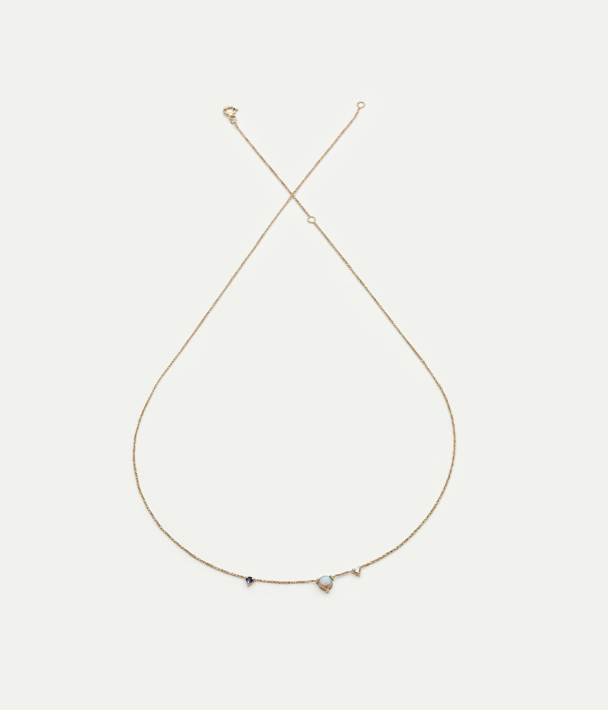 Collier Three-Step opale, saphir et diamant