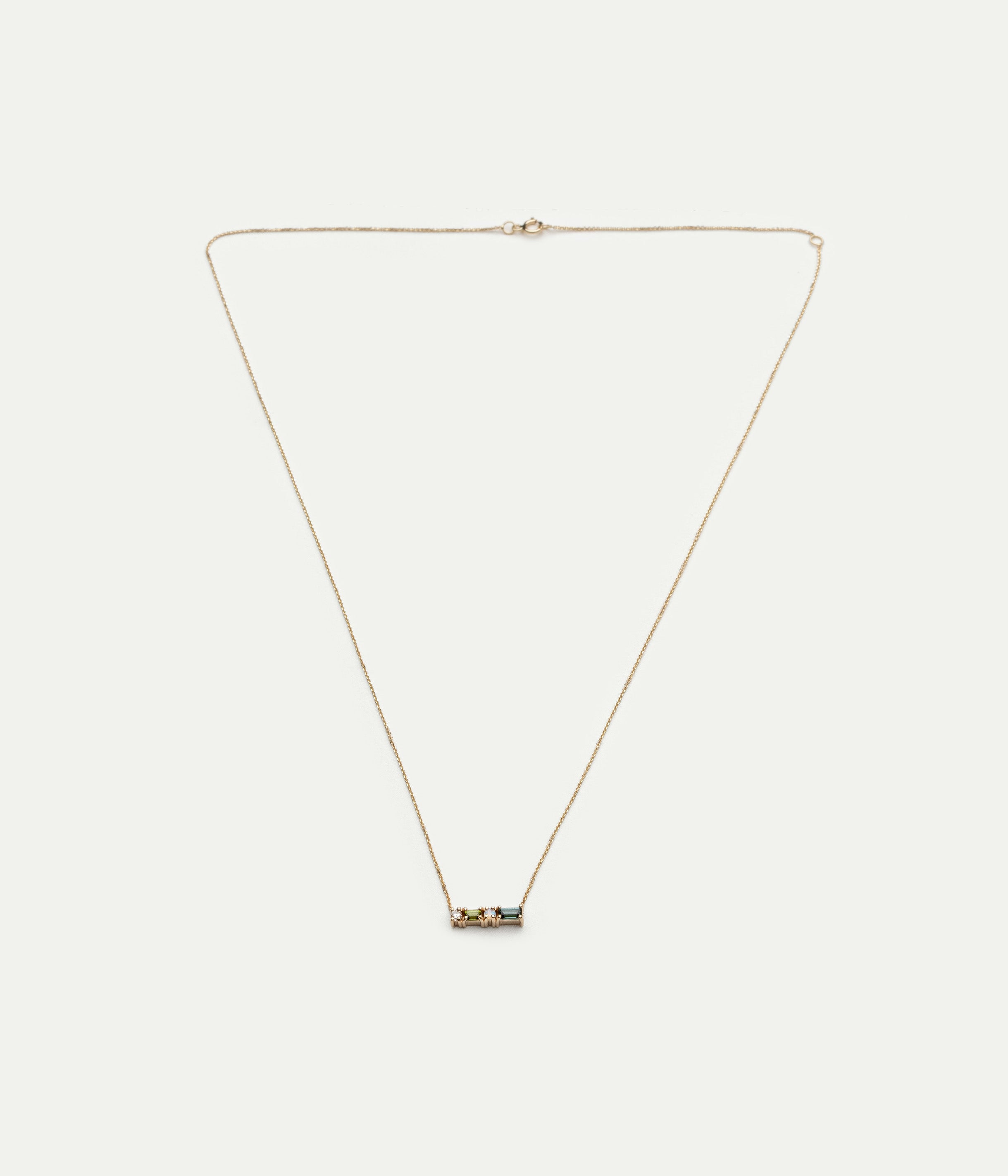 Pillar tourmaline, opal and diamond necklace