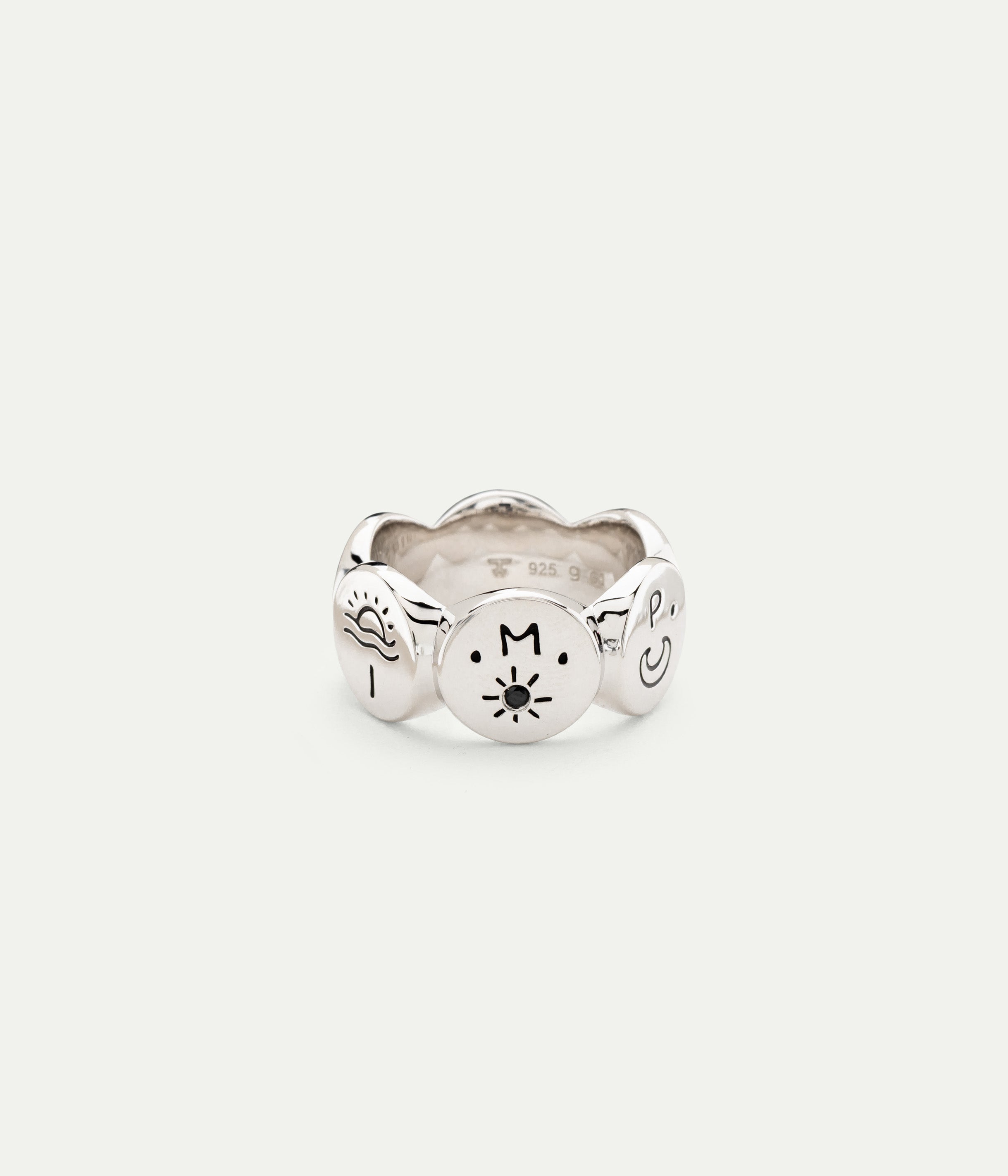Simple Love silver, diamond and garnet ring