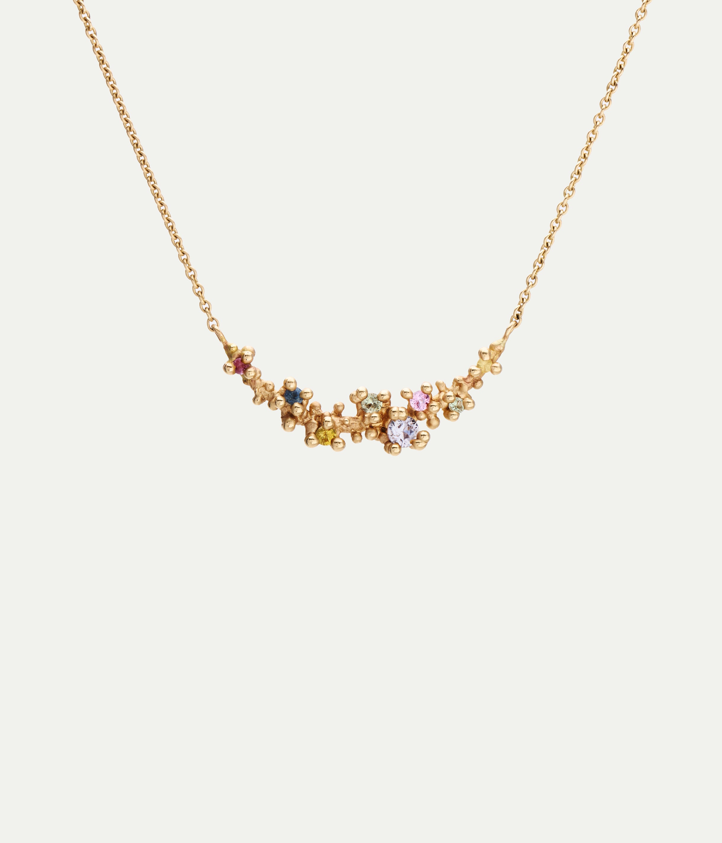 Granules multicolored sapphires necklace