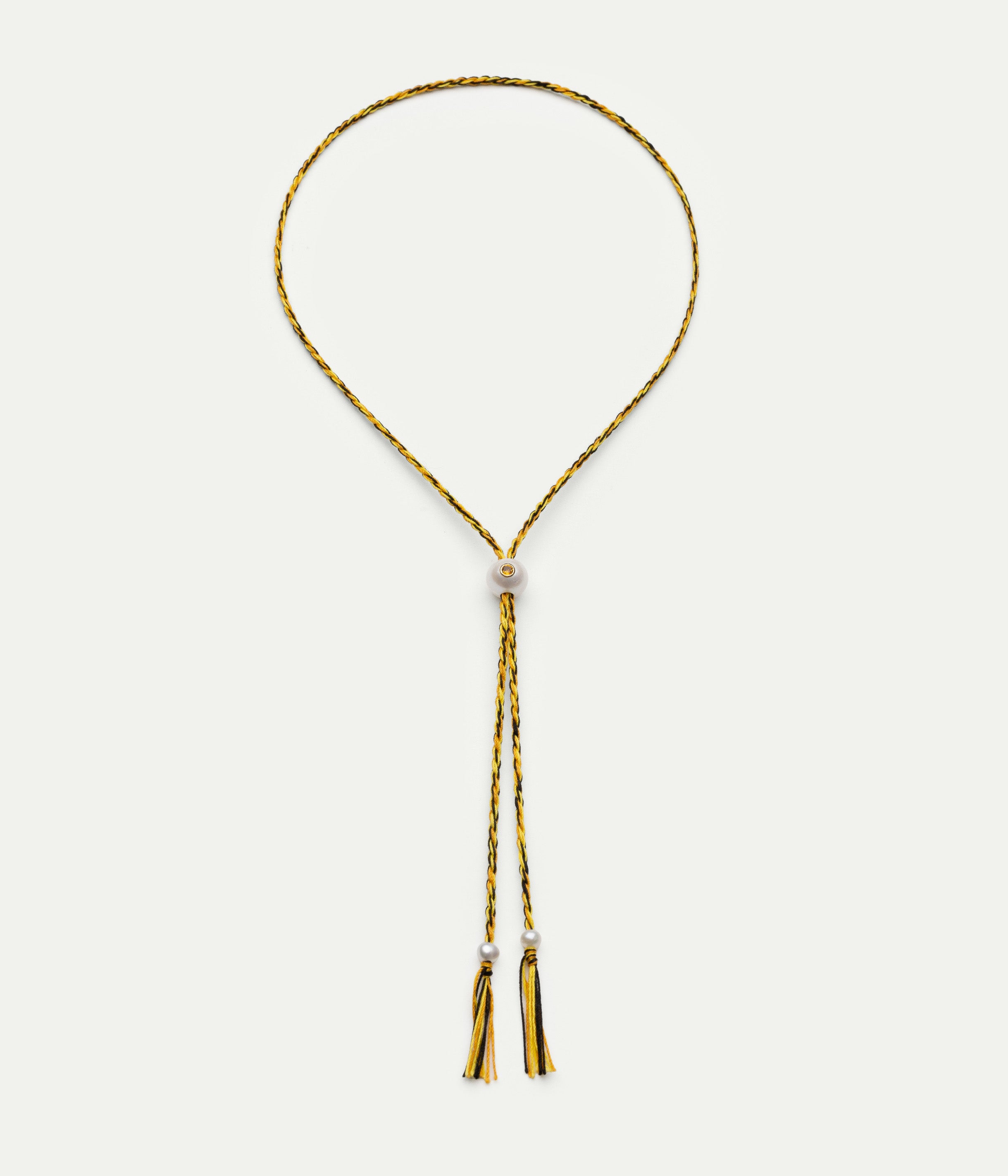 Collier Scarlett cordon orange bleu perle