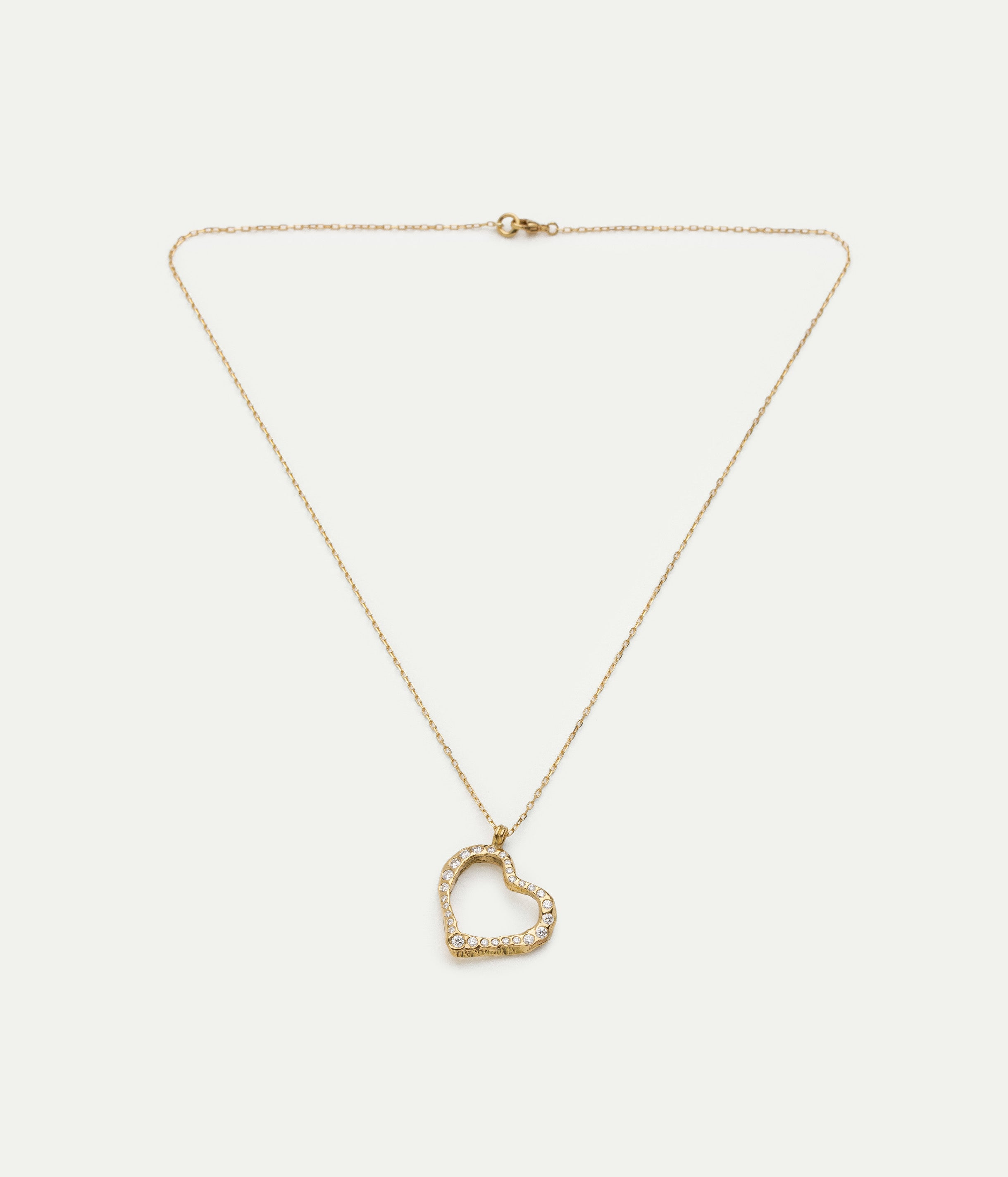 Collier Coeur Pavé or jaune et diamants