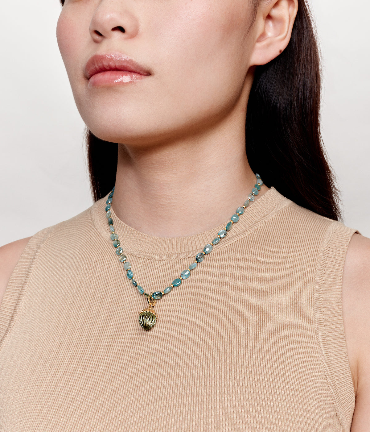 Blue Zircon Beaded necklace