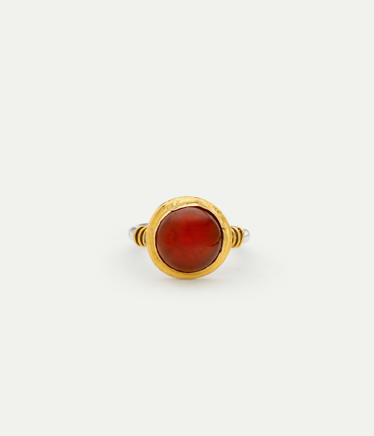 Garnet, silver and yellow gold ring