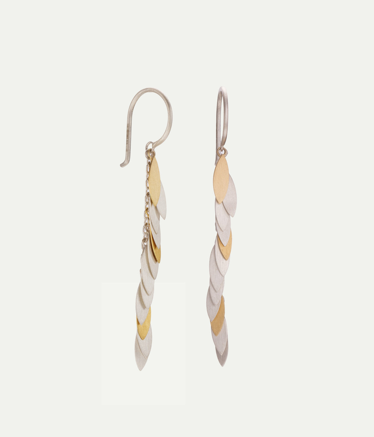 Boucles d'oreilles Leaf or jaune et argent