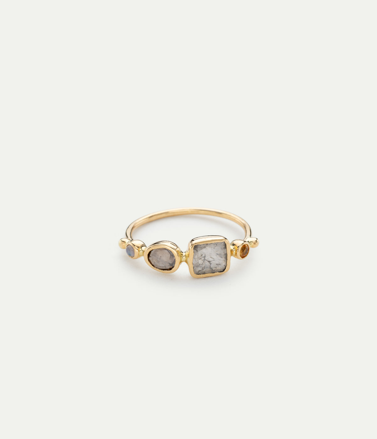Bague saphir, pierre de lune et diamant