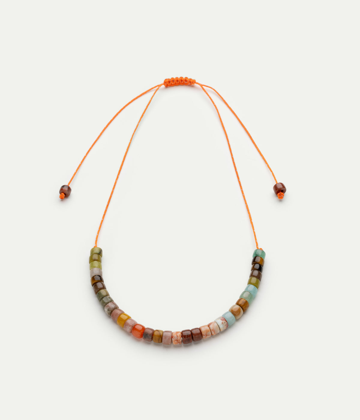 Tradebead Neon Orange Agate, Jade & Tiger eye necklace