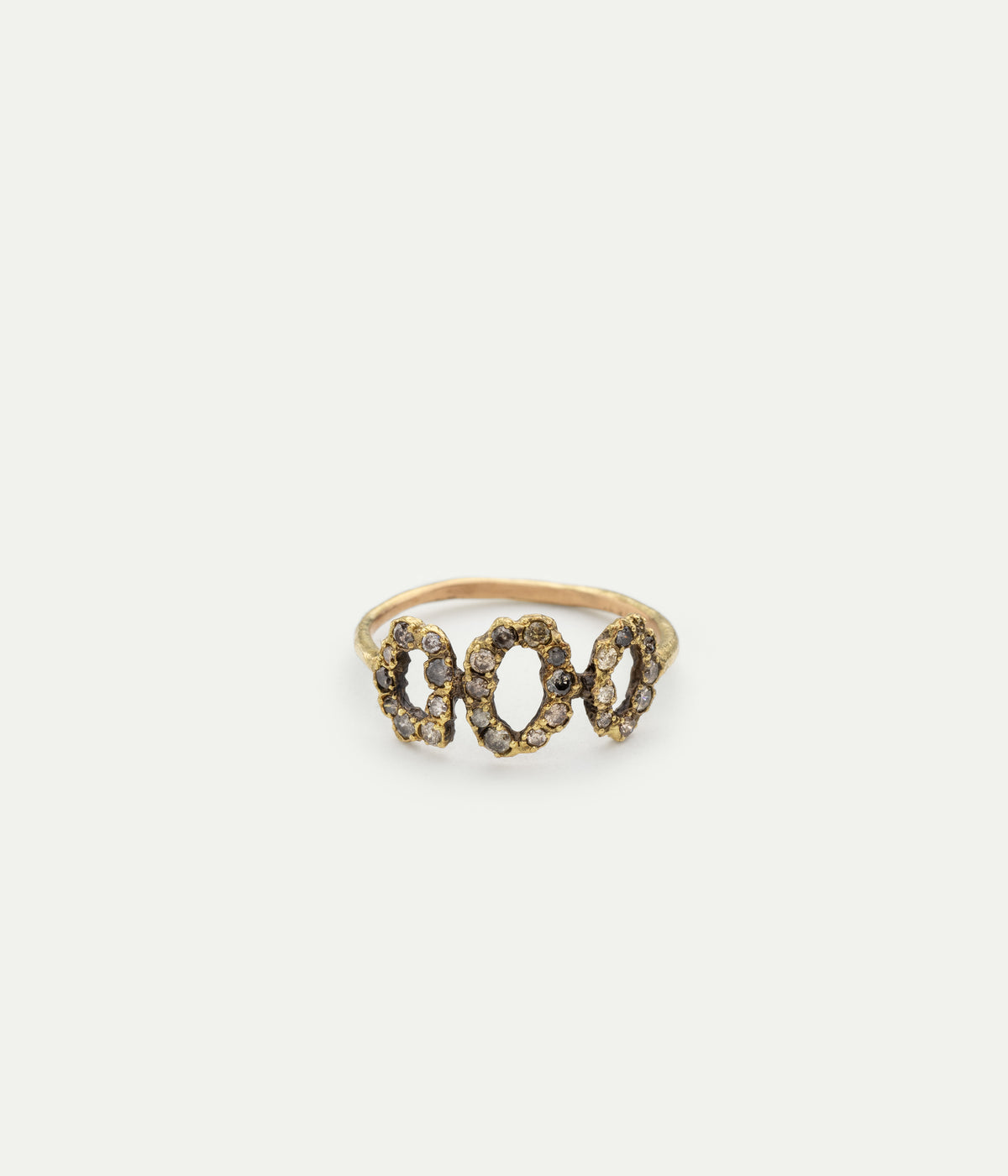 Bague Trio Oval or jaune et diamants