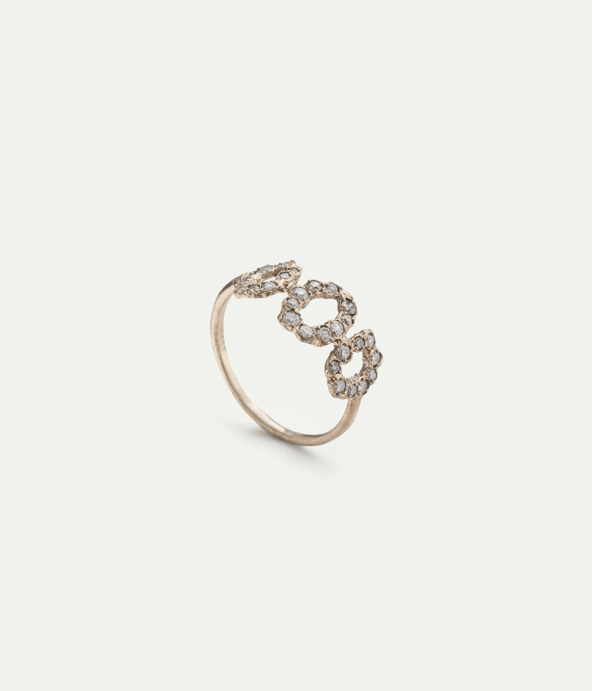 Bague Trio Oval or gris et diamants