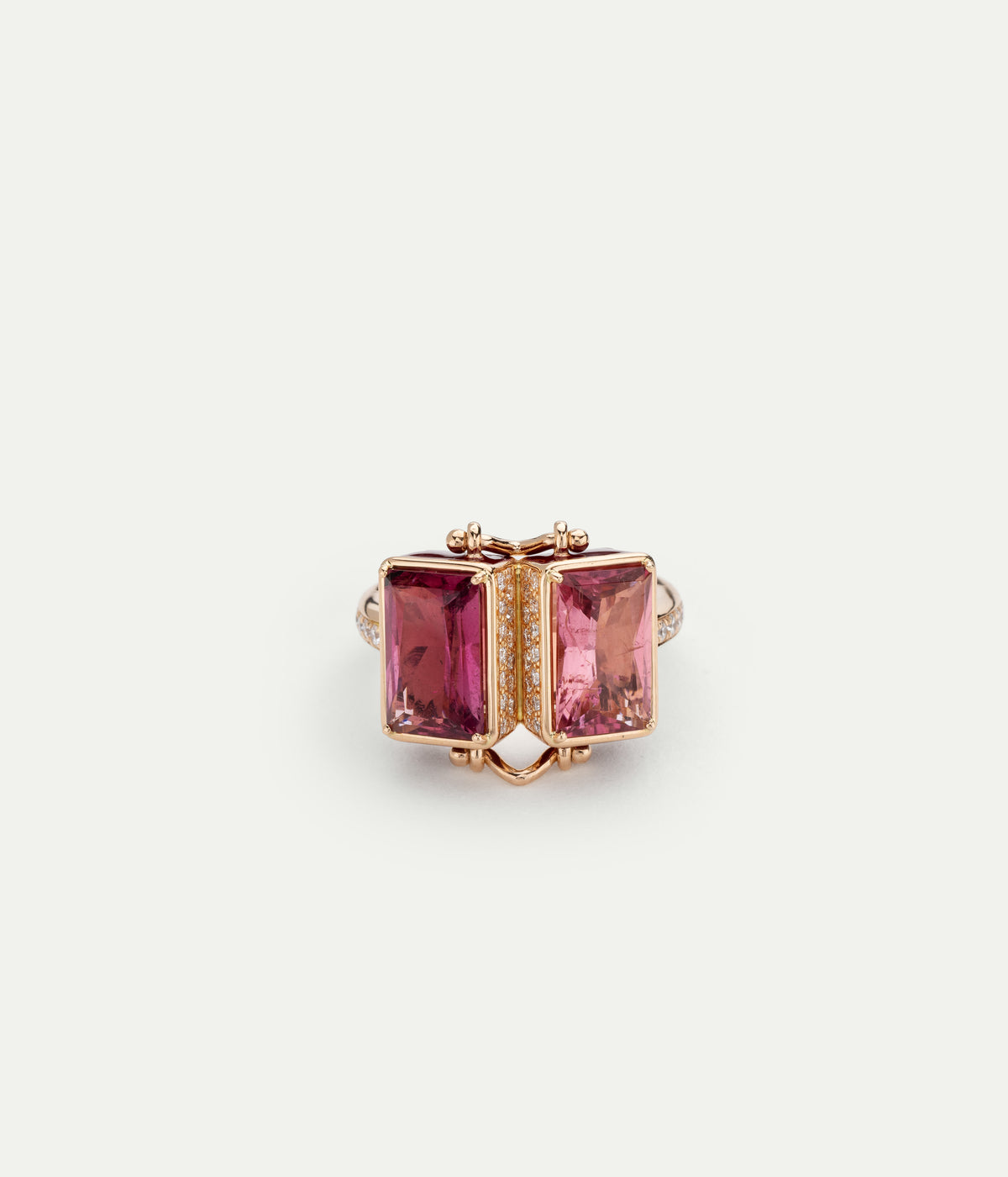 Bague The Lovers or rose, tourmaline et diamants