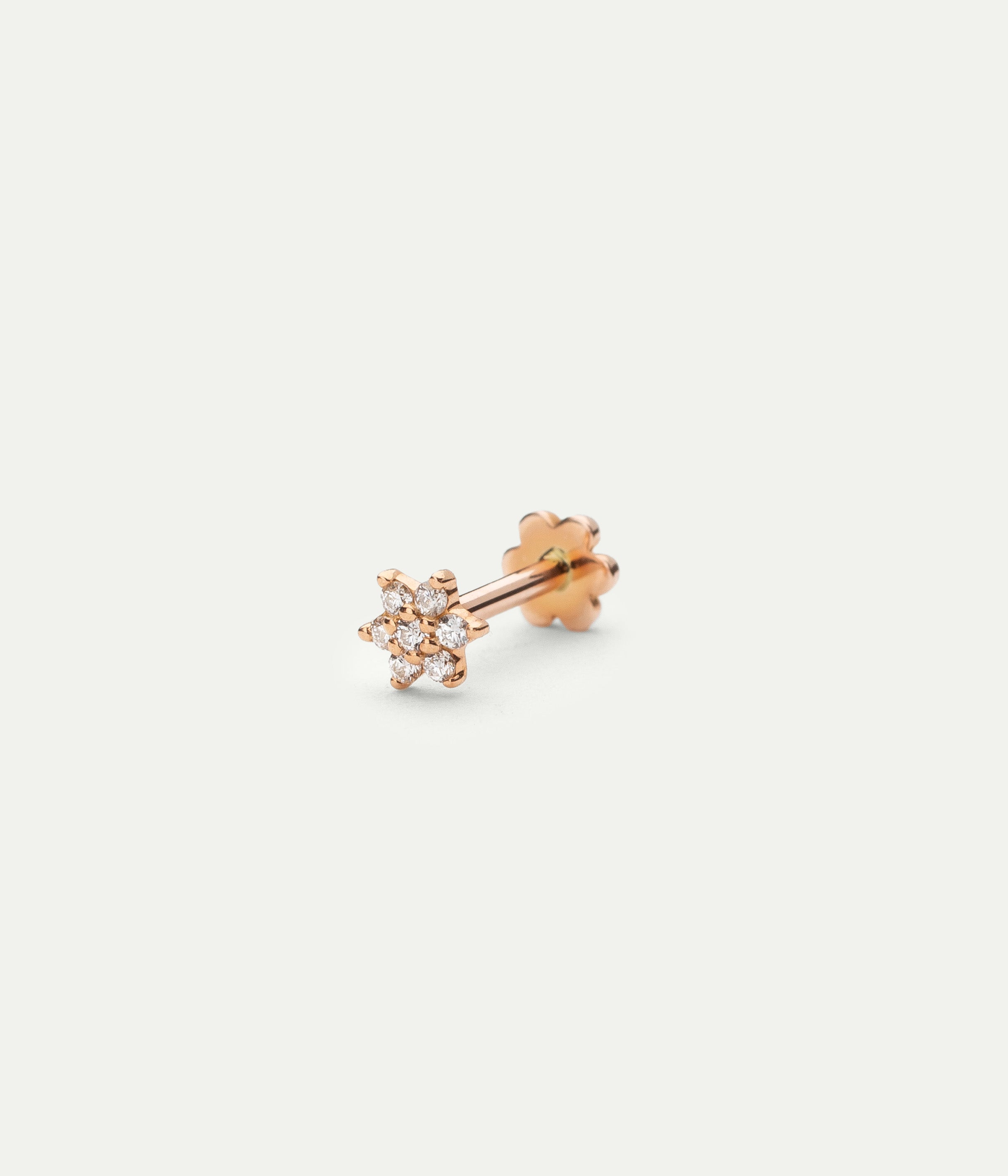 Stud Single Flower small or rose et diamants