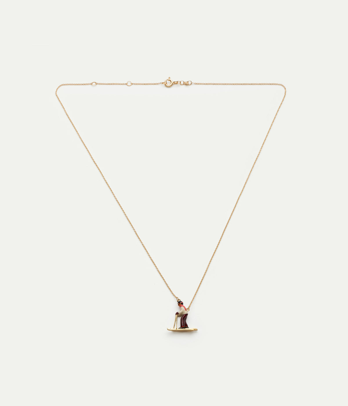 Collier Ski or jaune et émail