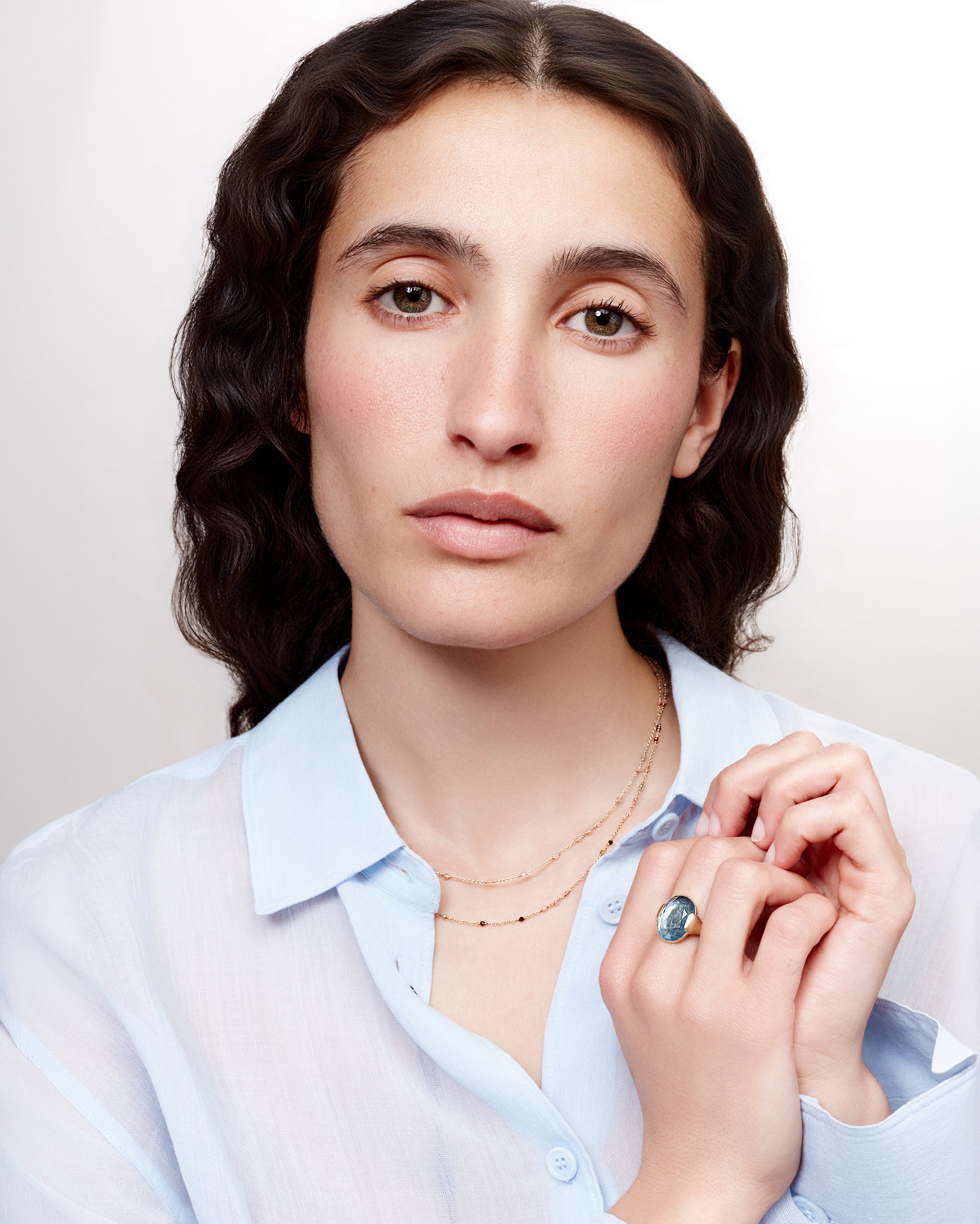 Glitter white gold and multicolor tourmaline necklace