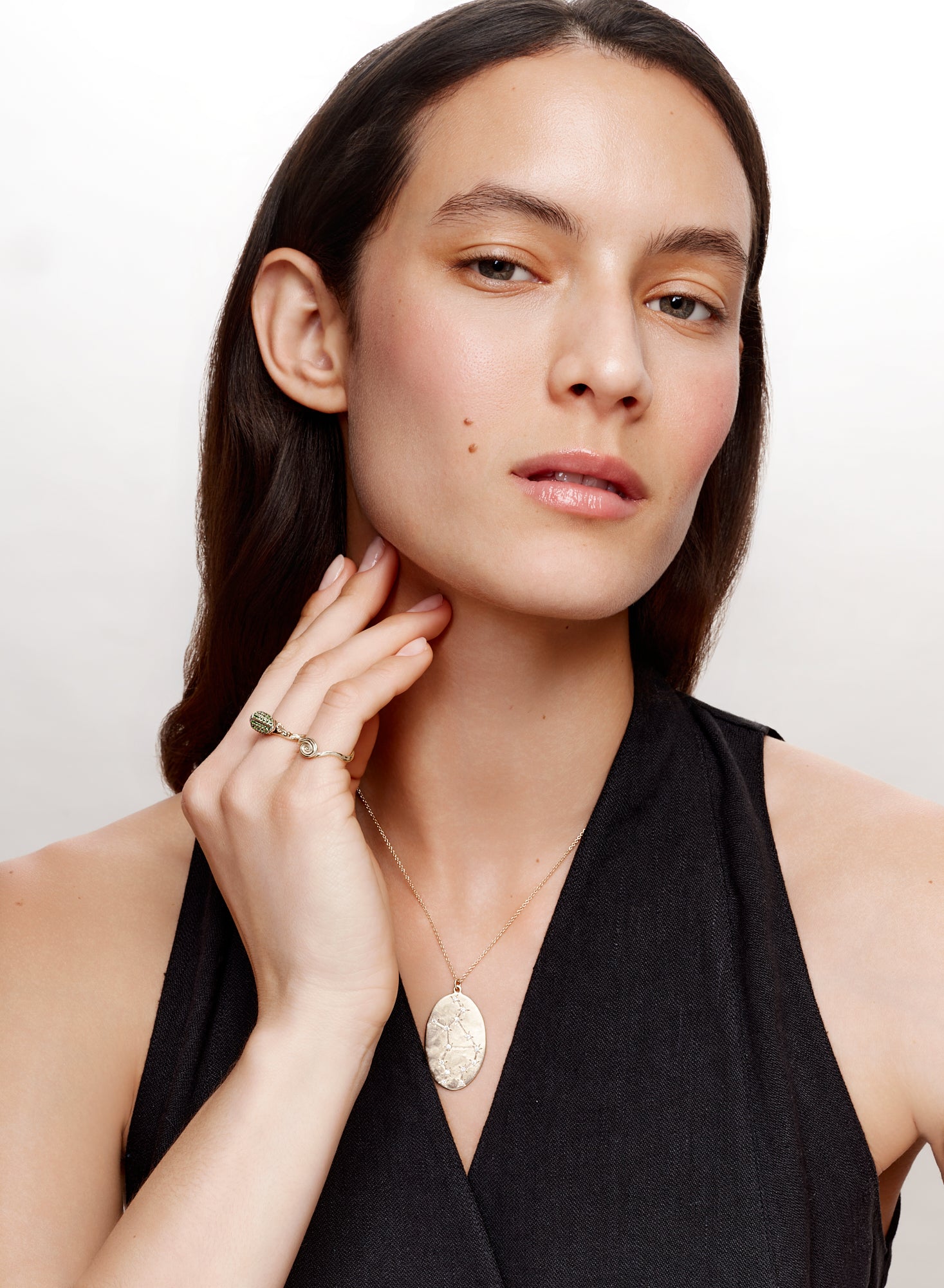 Virgo medallion diamonds necklace