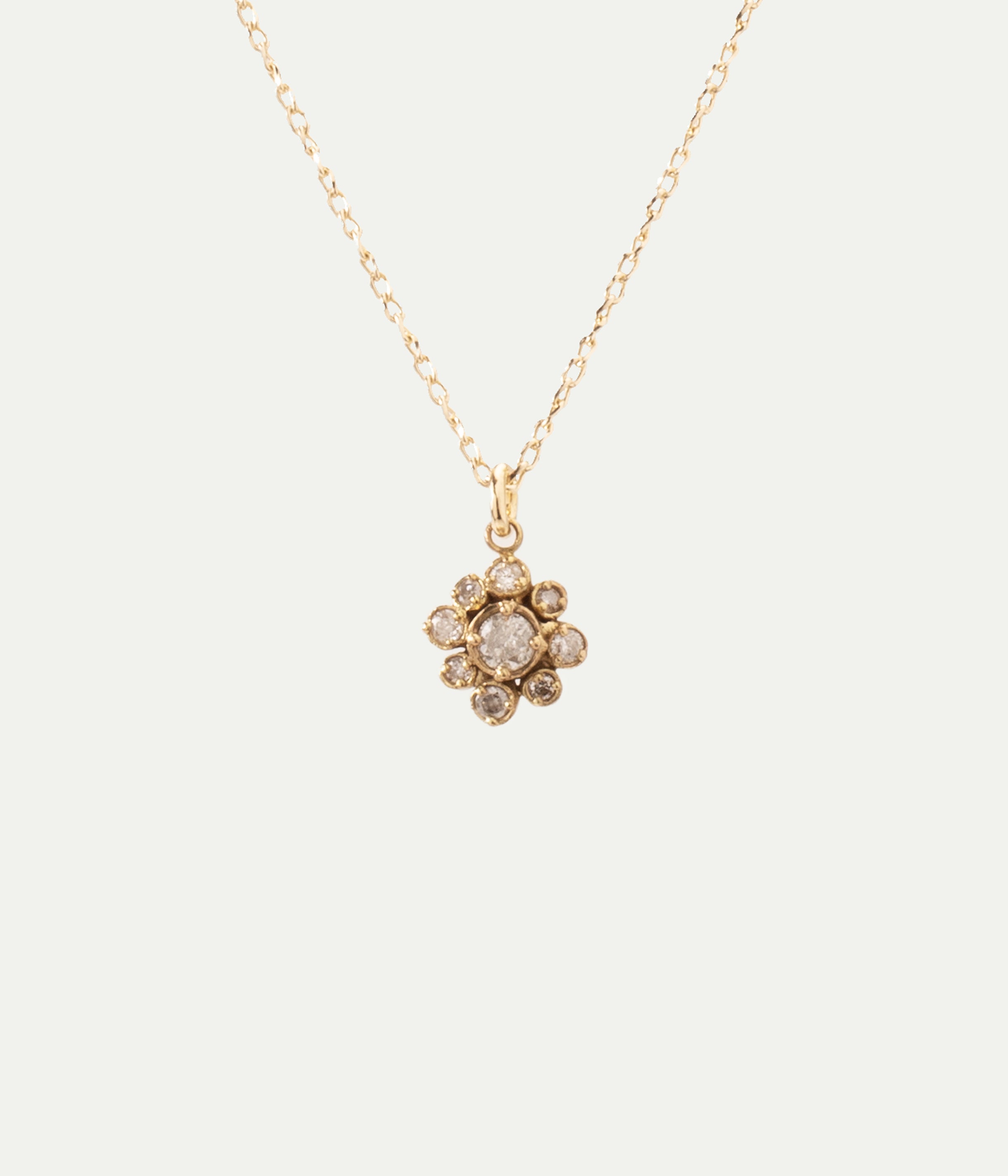 Collier Fleur or jaune et diamants