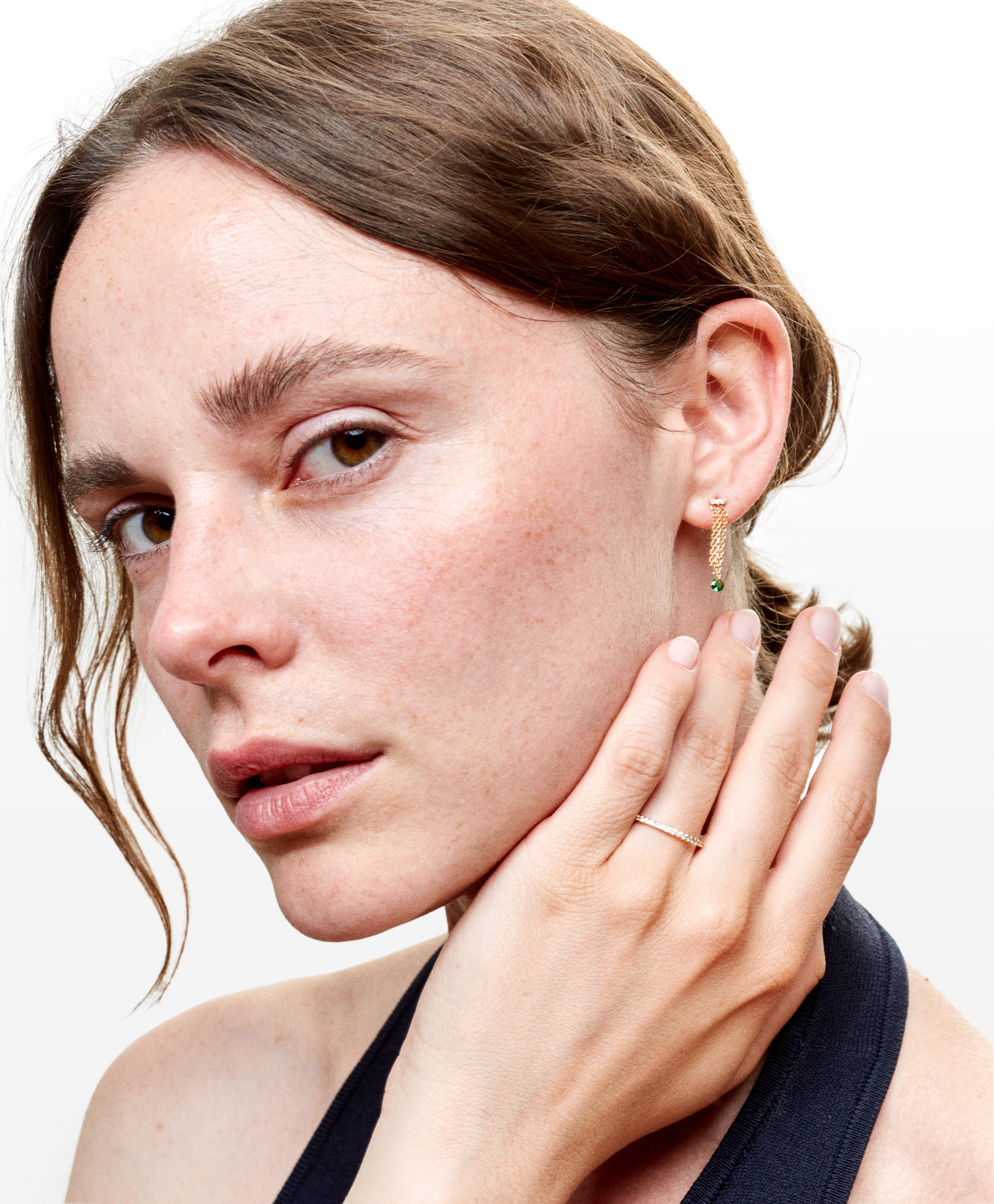 Boucles d'oreilles Set Free long fringes tsavorite