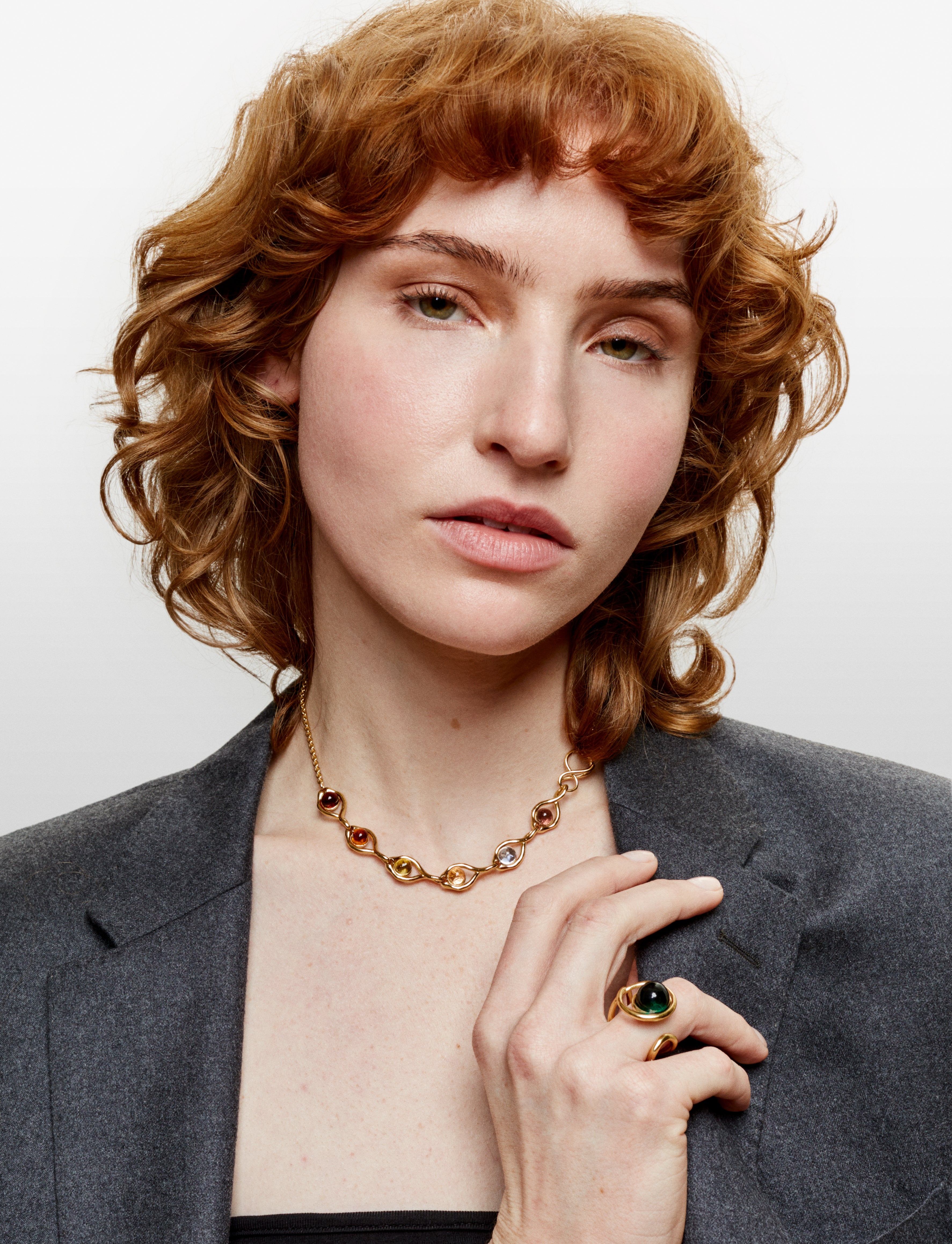 Bague Eclipse en vermeil et verre de murano couleur émeraude