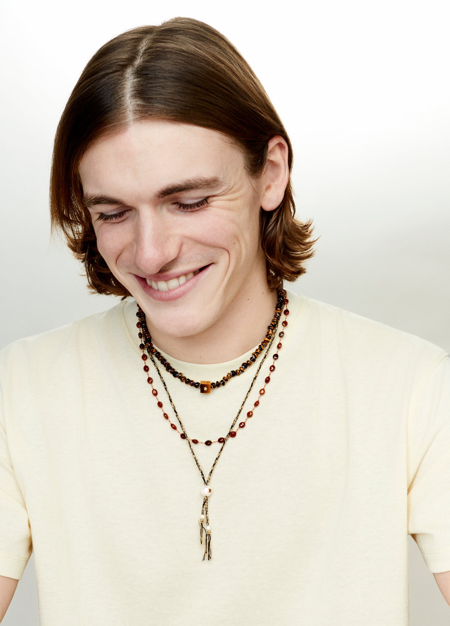 Scarlett kaki pearl garnet necklace